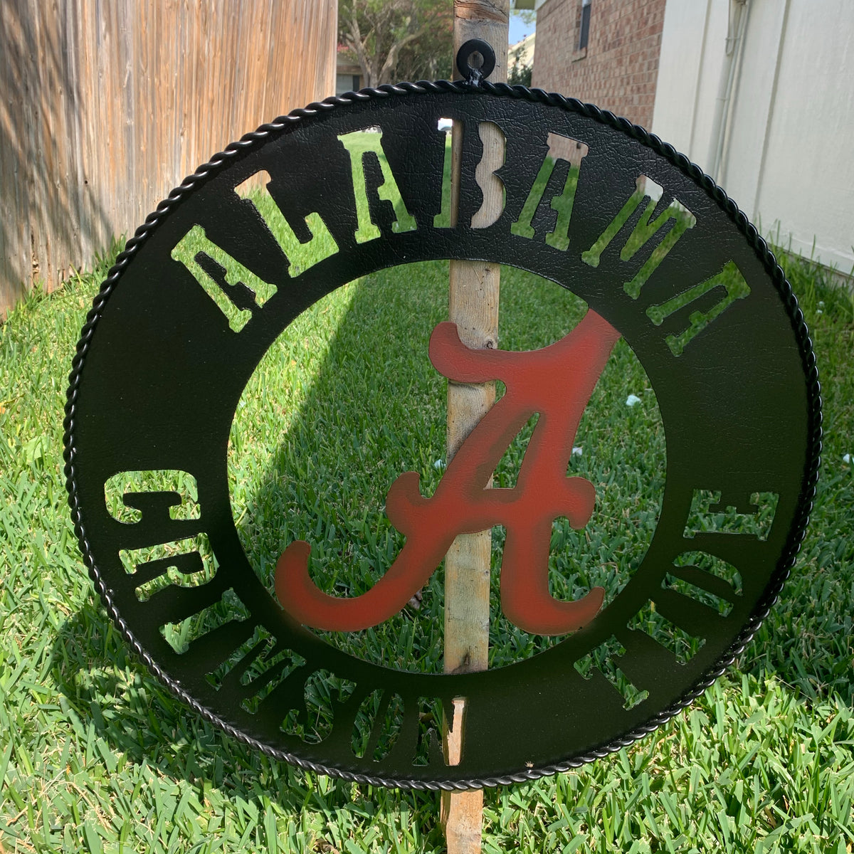 ALABAMA CRIMSON TIDE WIDE BAND RING CUSTOM METAL VINTAGE SIGN TEAM HANDMADE