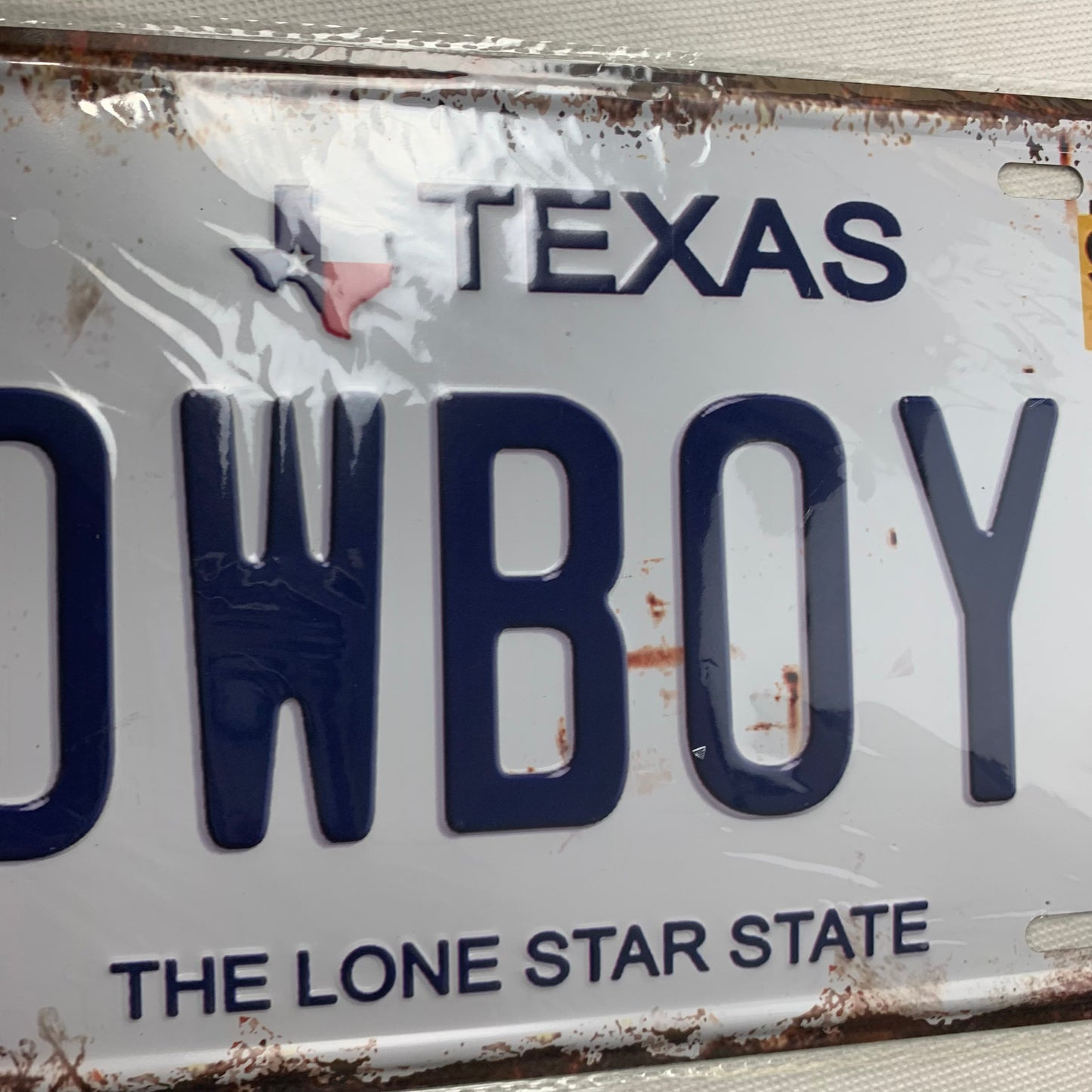 TEXAS COWBOYS LONESTAR STATE SOUVENIR LICENSE PLATE TIN SIGN BLUE LETTERS METAL ART WESTERN HOME DECOR #EH11717