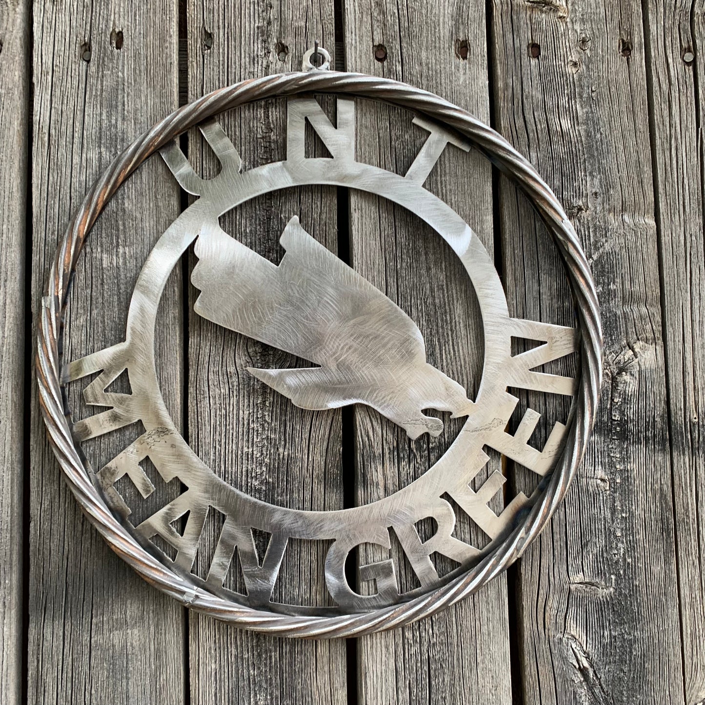 12", 18", 24", 32" UNT MEAN GREEN RAW METAL CUSTOM VINTAGE CRAFT WALL ART TEAM SIGN HANDMADE
