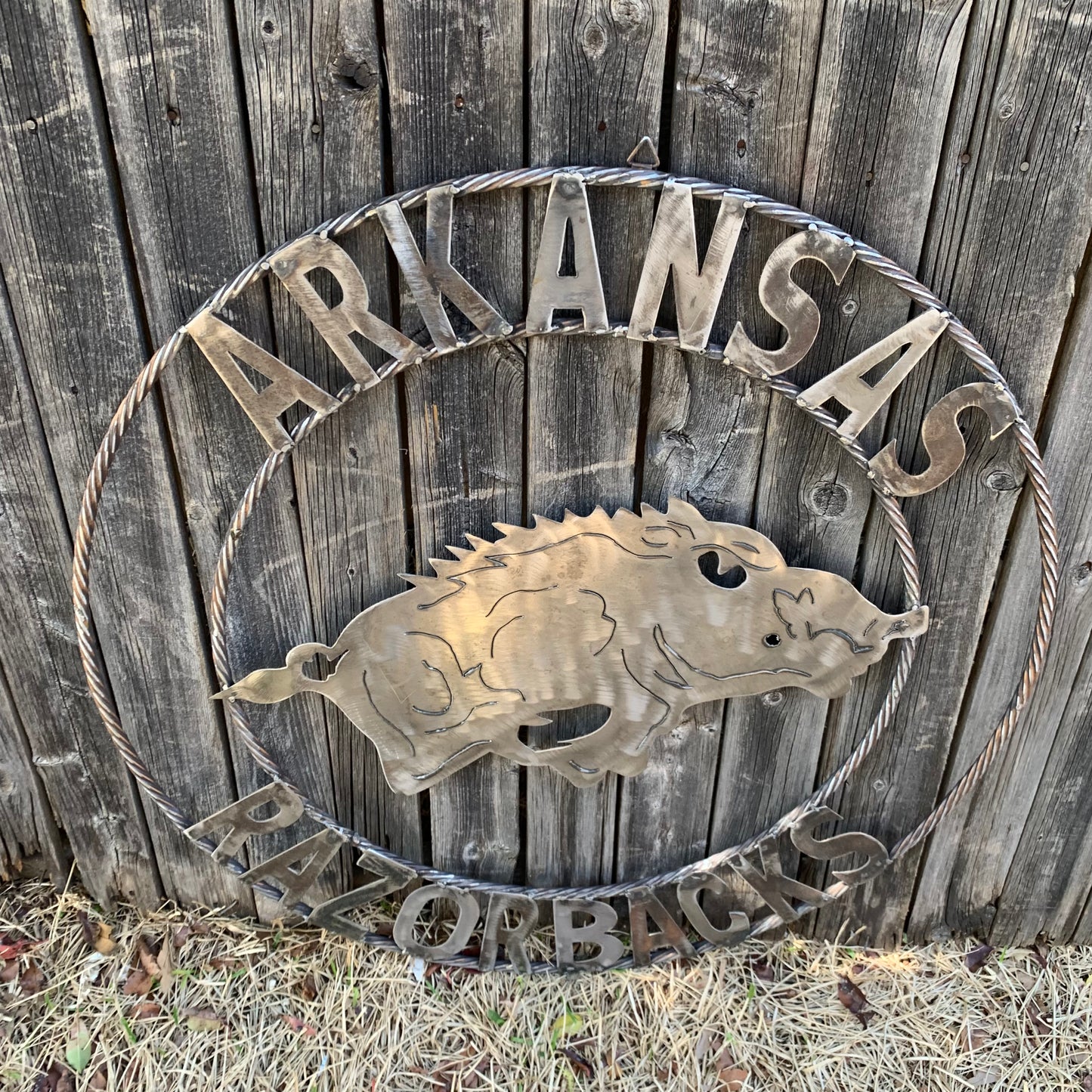 ARKANSAS RAZORBACKS CUSTOM RAW METAL VINTAGE CRAFT TEAM SIGN OFFICIAL LICENSED PRODUCT