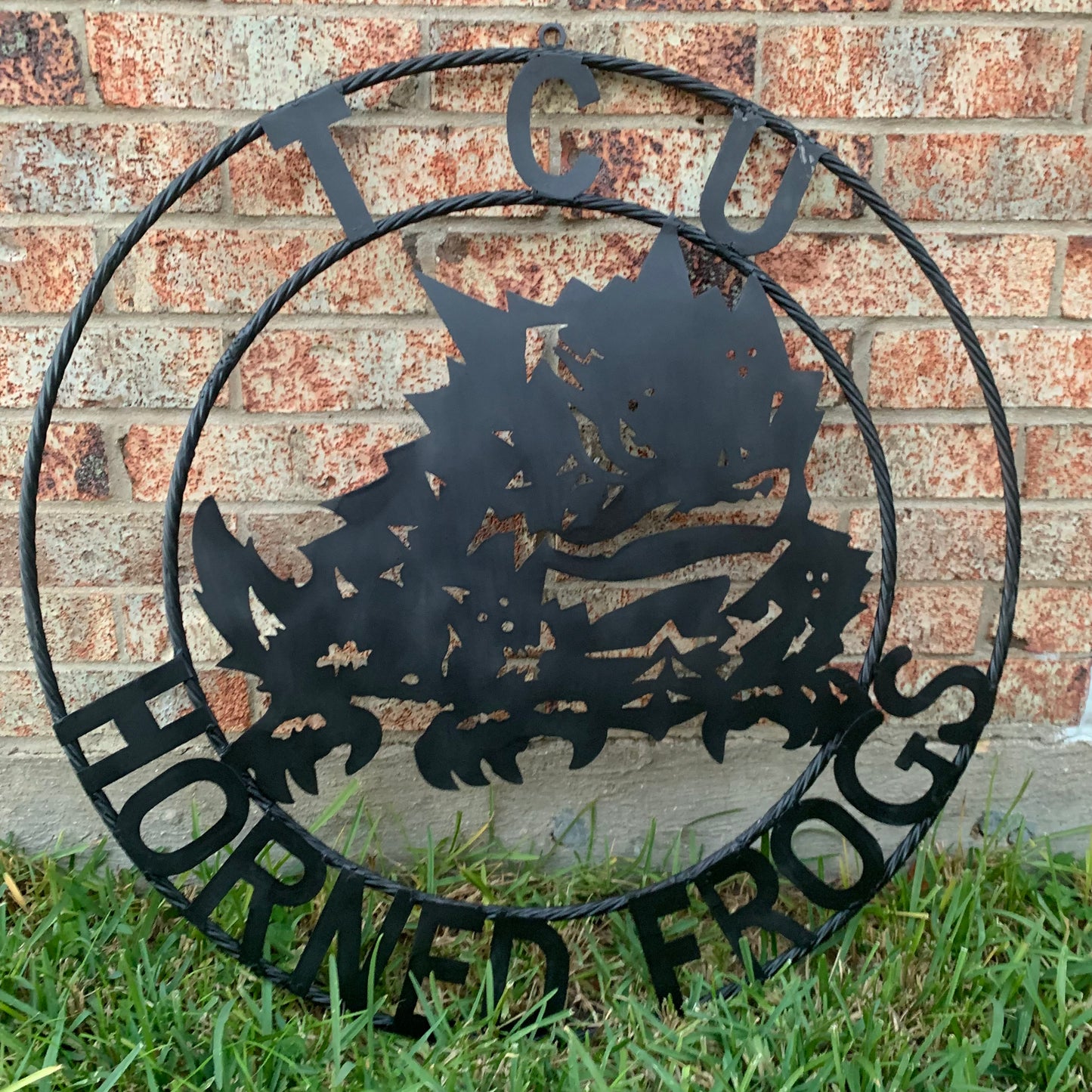 TCU HORNED FROGS BLACK CUSTOM METAL VINTAGE CRAFT TEAM SIGN HANDMADE
