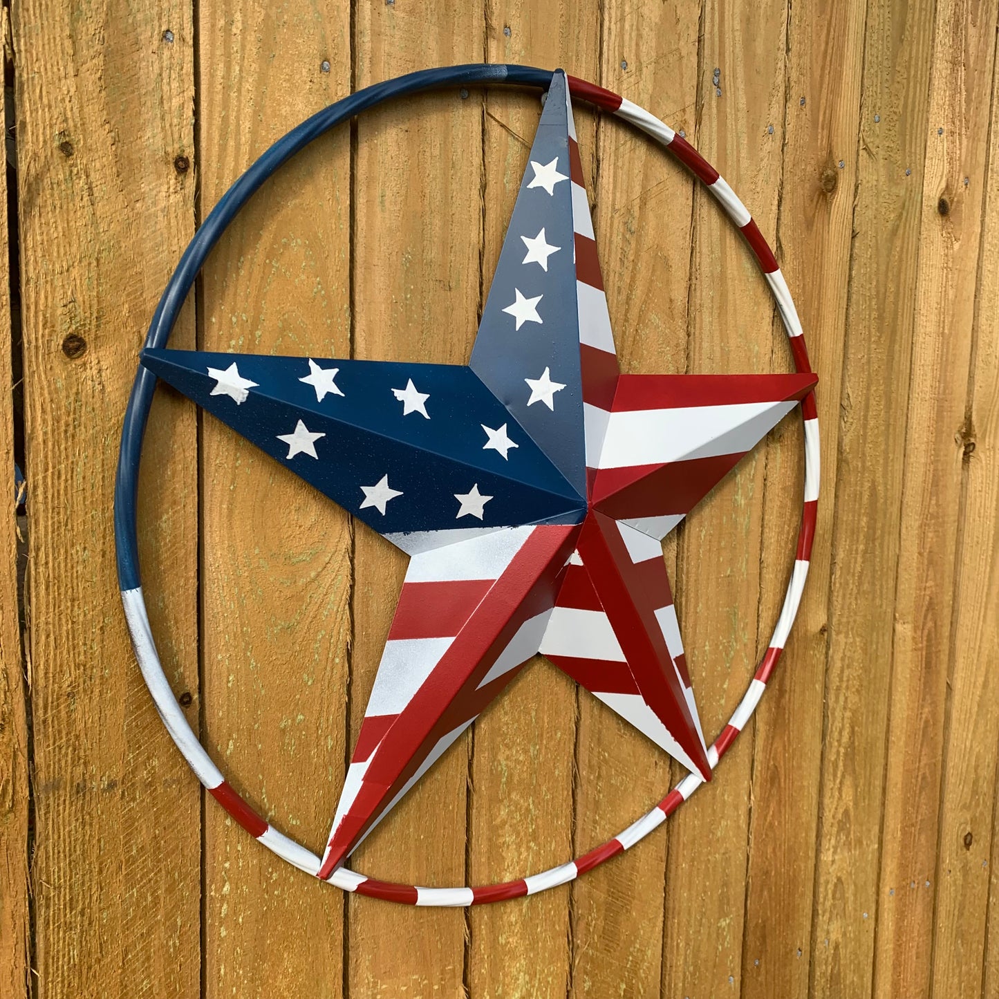 PEACE STAR SIGN METAL RED WHT BLUE STAR WESTERN HOME DECOR HANDMADE 12",16",24",32"36",38",40",48"