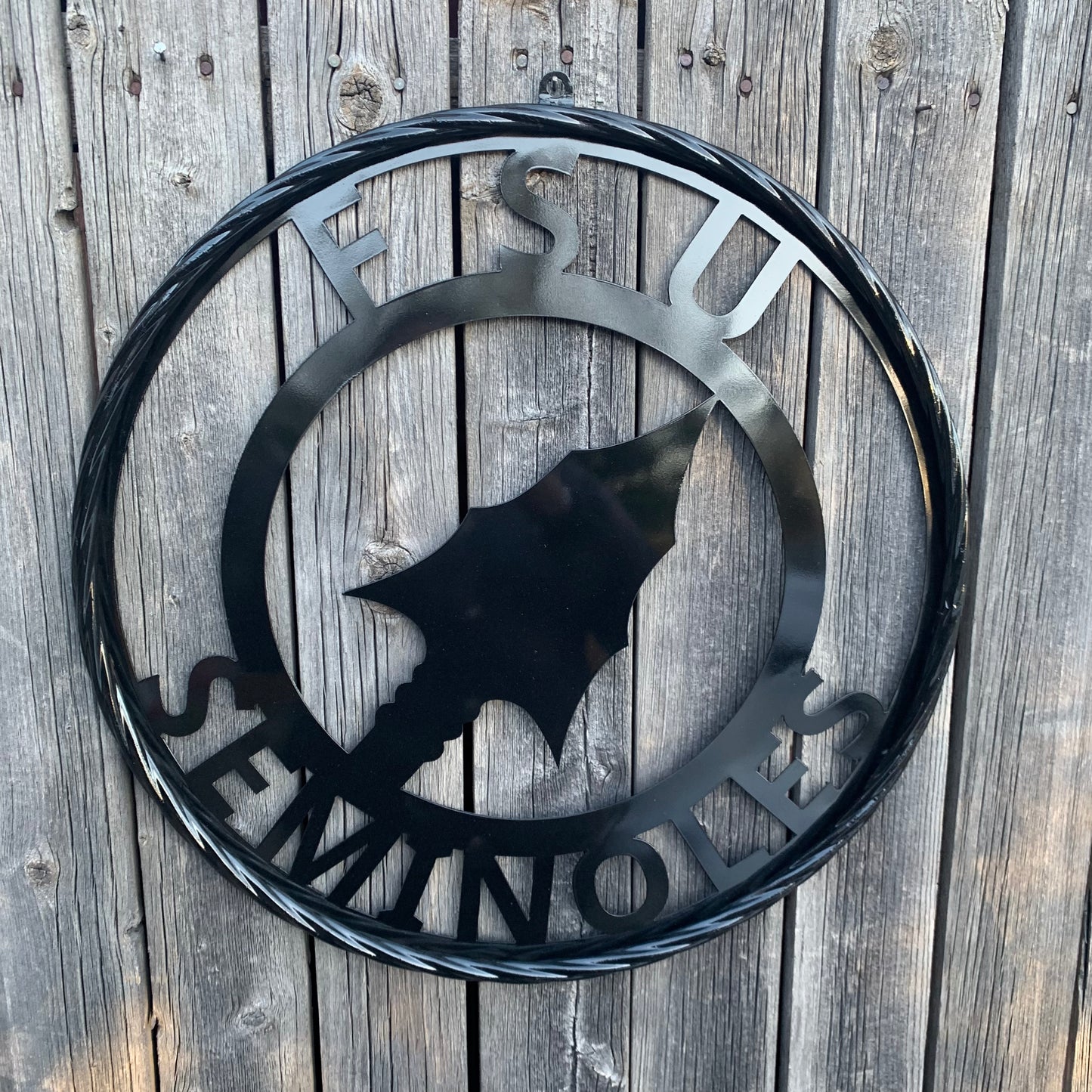 12", 18", 24", 32" FSU SEMINOLES FLORIDA STATE SPEAR CUSTOM METAL VINTAGE CRAFT TEAM SIGN RUSTIC BLACK HANDMADE