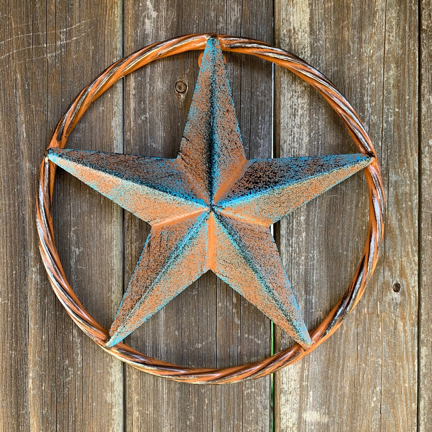 TURQUOISE DISTRESSED BARN METAL STAR WESTERN HOME DECOR ART HANDMADE #EH13601