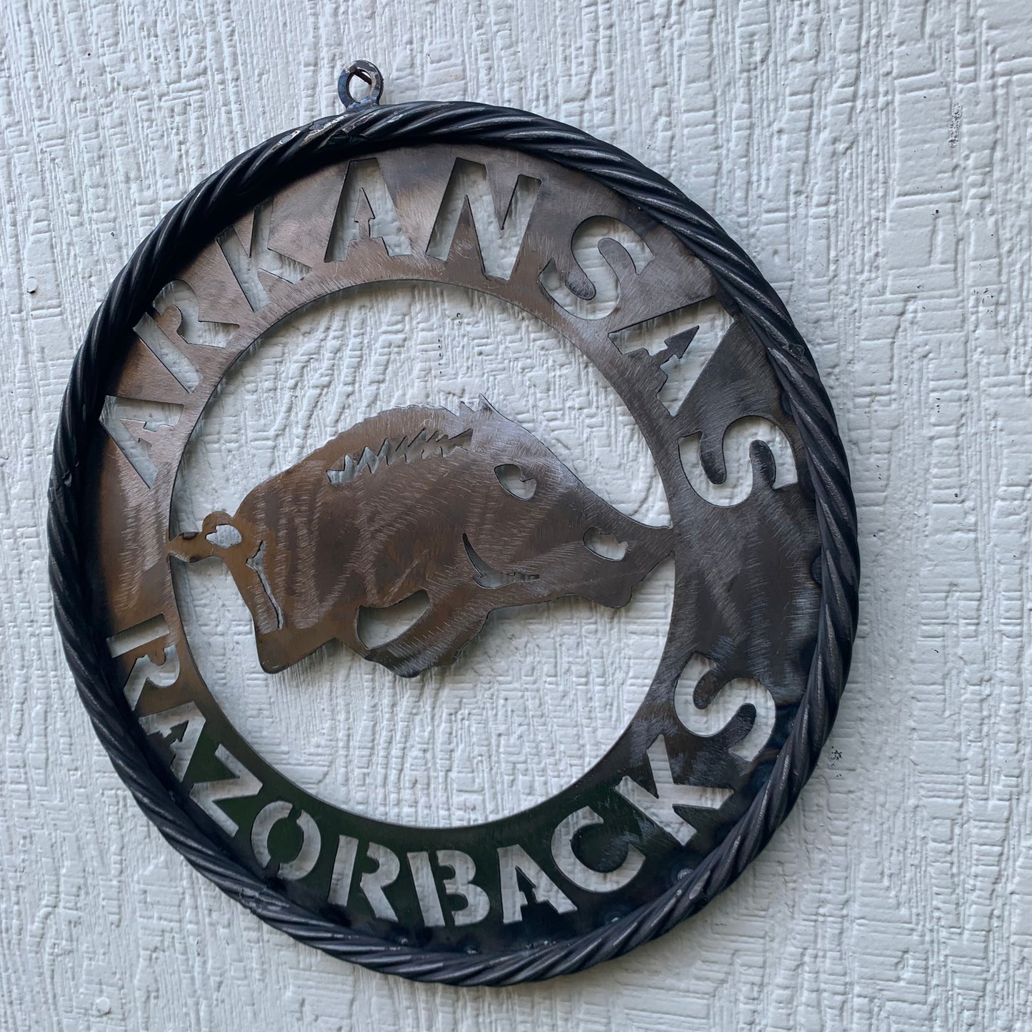 12", 18", 24", 32" ARKANSAS RAZORBACKS CUSTOM RAW METAL VINTAGE CRAFT WIDE BAND RING TEAM SIGN HANDMADE