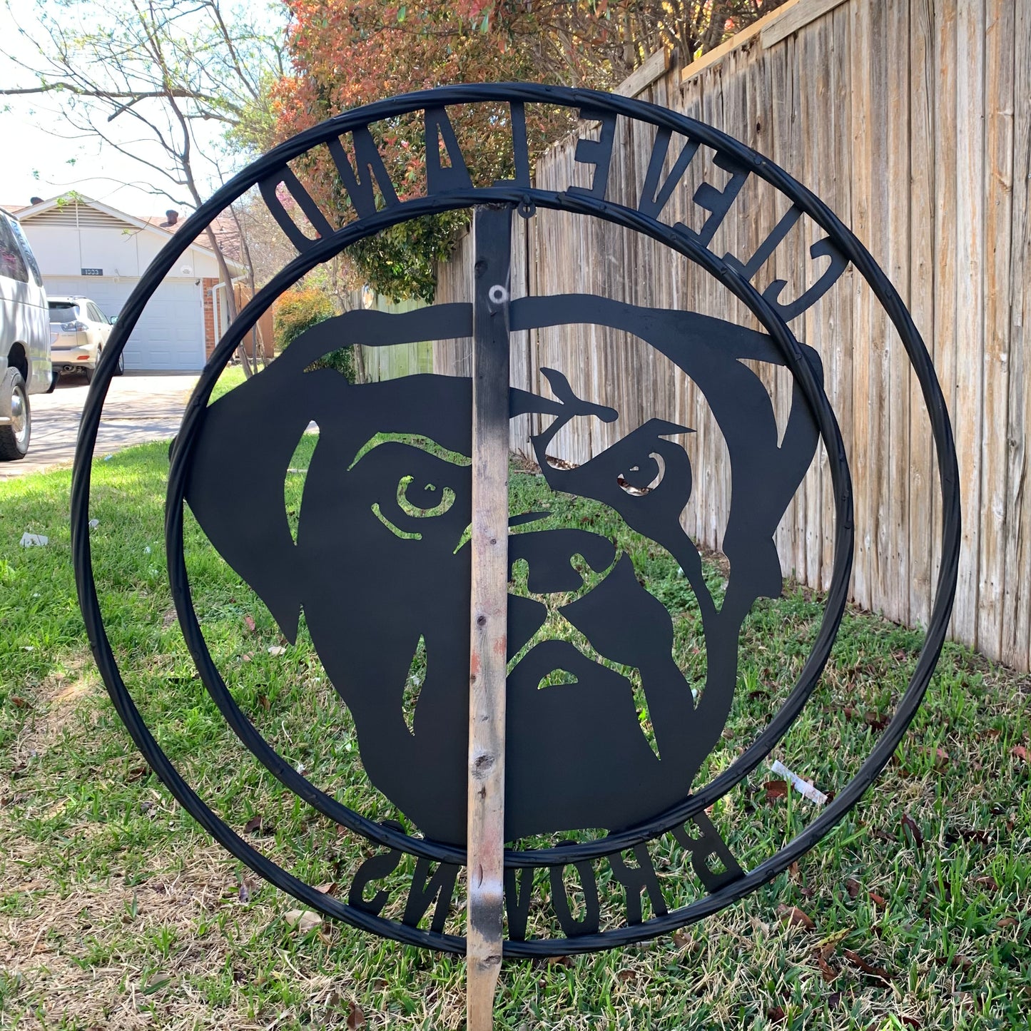 CLEVELAND BROWNS METAL CUSTOM VINTAGE CRAFT ART HANDMADE RUSTIC BLACK