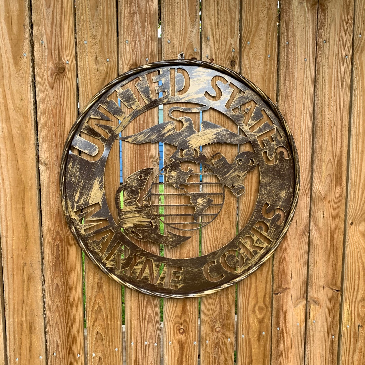 #EH10085 18",24",32" US MARINE CORPS MILITARY LASERCUT METAL PATRIOTIC WALL ART WESTERN HOME DECOR HANDMADE RUSTIC BRONZE COPPER