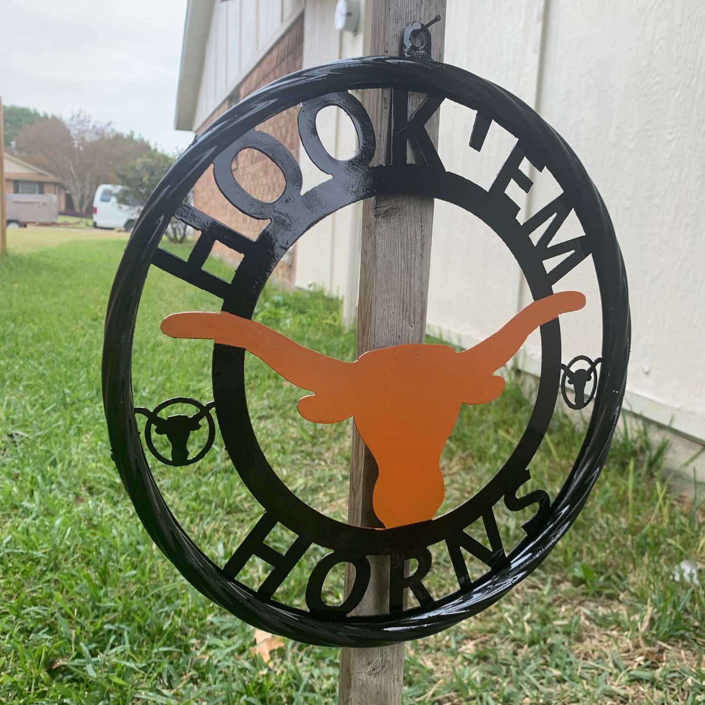 HOOKEM HORNS TEXAS LONGHORNS HOOK EM METAL CUSTOM VINTAGE CRAFT WALL ART TEAM SIGN HANDMADE