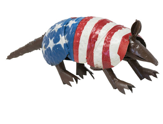30",24",14",10" USA FLAG ARMADILLO GARDEN ANIMAL SCULPTURE METAL DECOR ORNAMENT DECOR