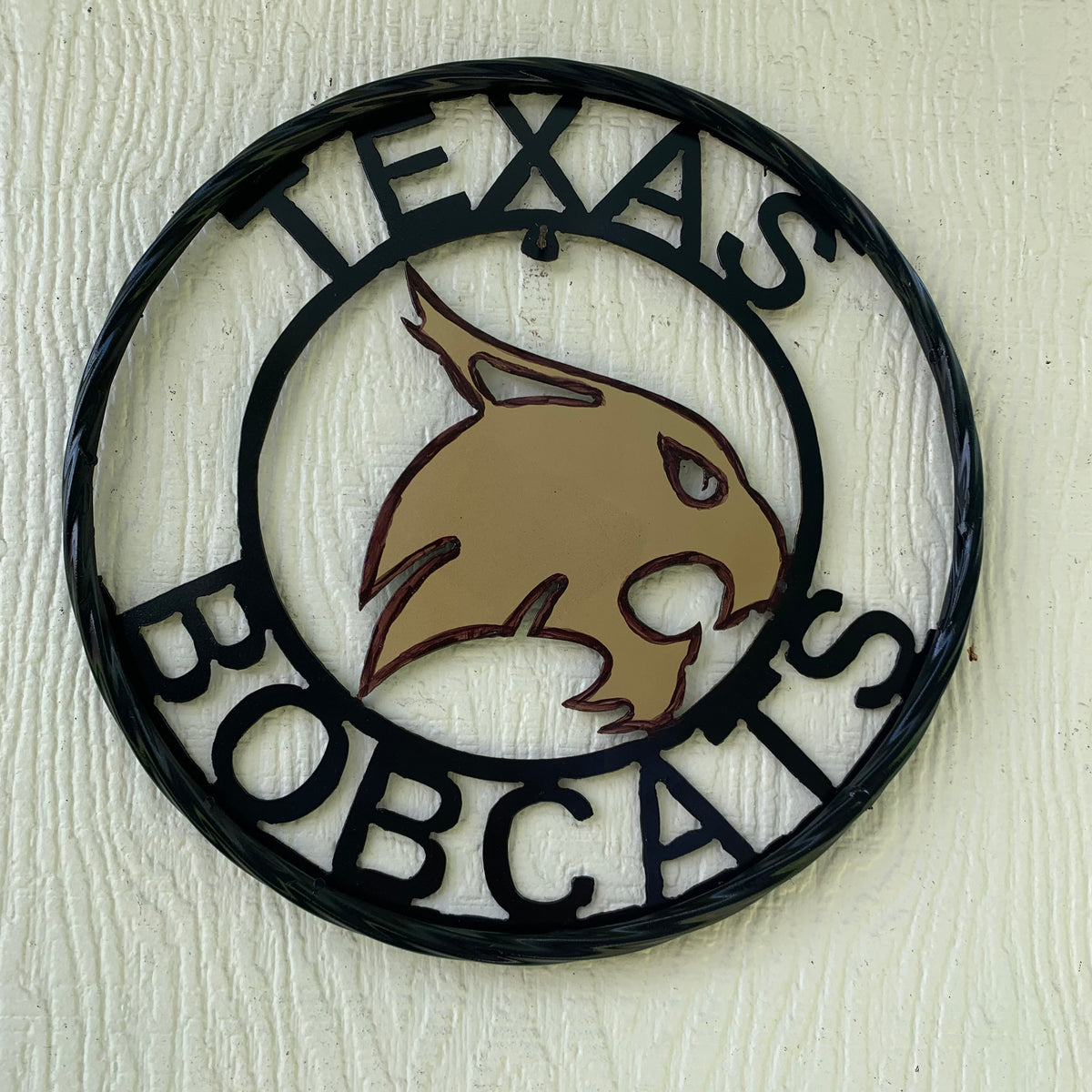 12" TEXAS BOBCATS CUSTOM METAL VINTAGE CRAFT SIGN TEAM WESTERN HOME DECOR HANDMADE