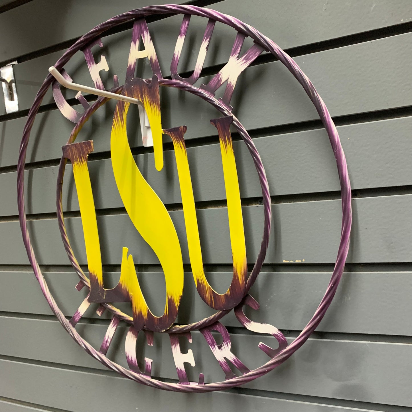 12",18",24",32" LSU GEAUX TIGERS METAL CUSTOM VINTAGE CRAFT TEAM ART