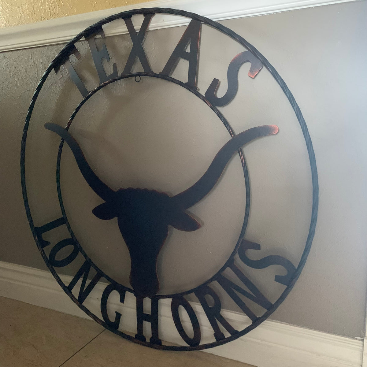 TEXAS LONGHORNS CUSTOM METAL VINTAGE CRAFT SIGN TEAM ART WESTERN HOME DECOR RUSTIC BRONZE HANDMADE #EH12565