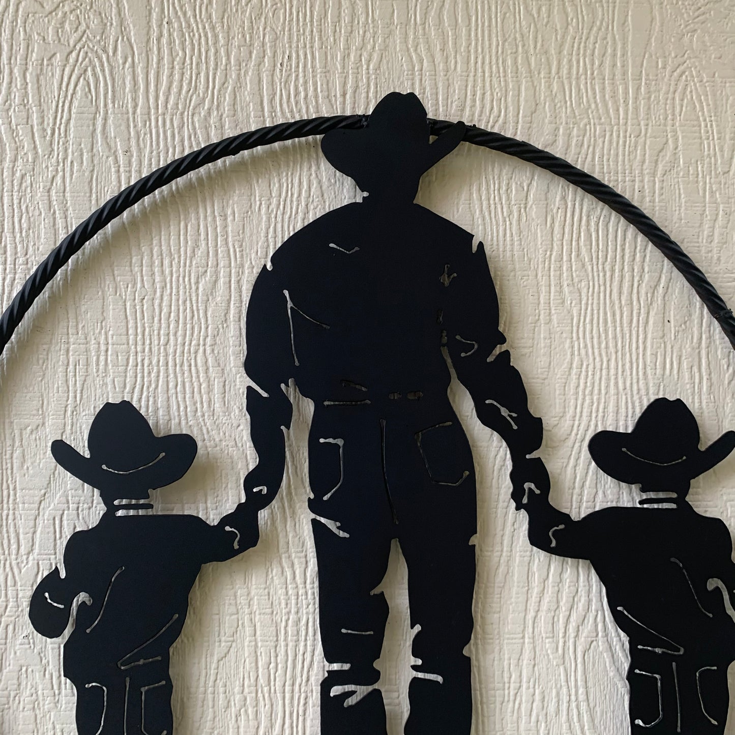 24" FATHER & 2 SON LASER CUT METAL WALL ART CUSTOM VINTAGE CRAFT RUSTIC BLACK HAND MADE
