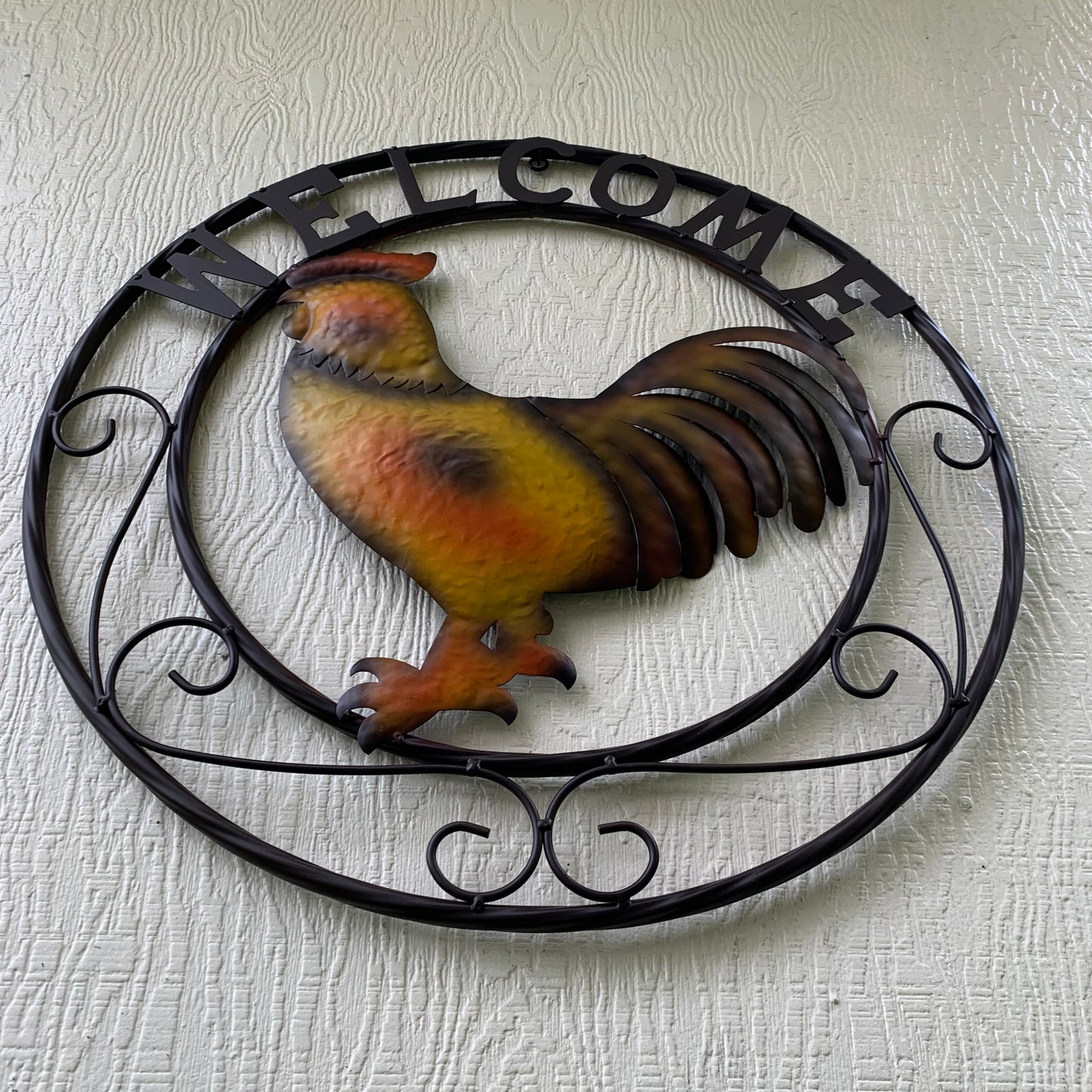 ROOSTER WELCOME 24" METAL SCROLL STYLE WESTERN HOME DECOR HANDMADE NEW-#EH10143
