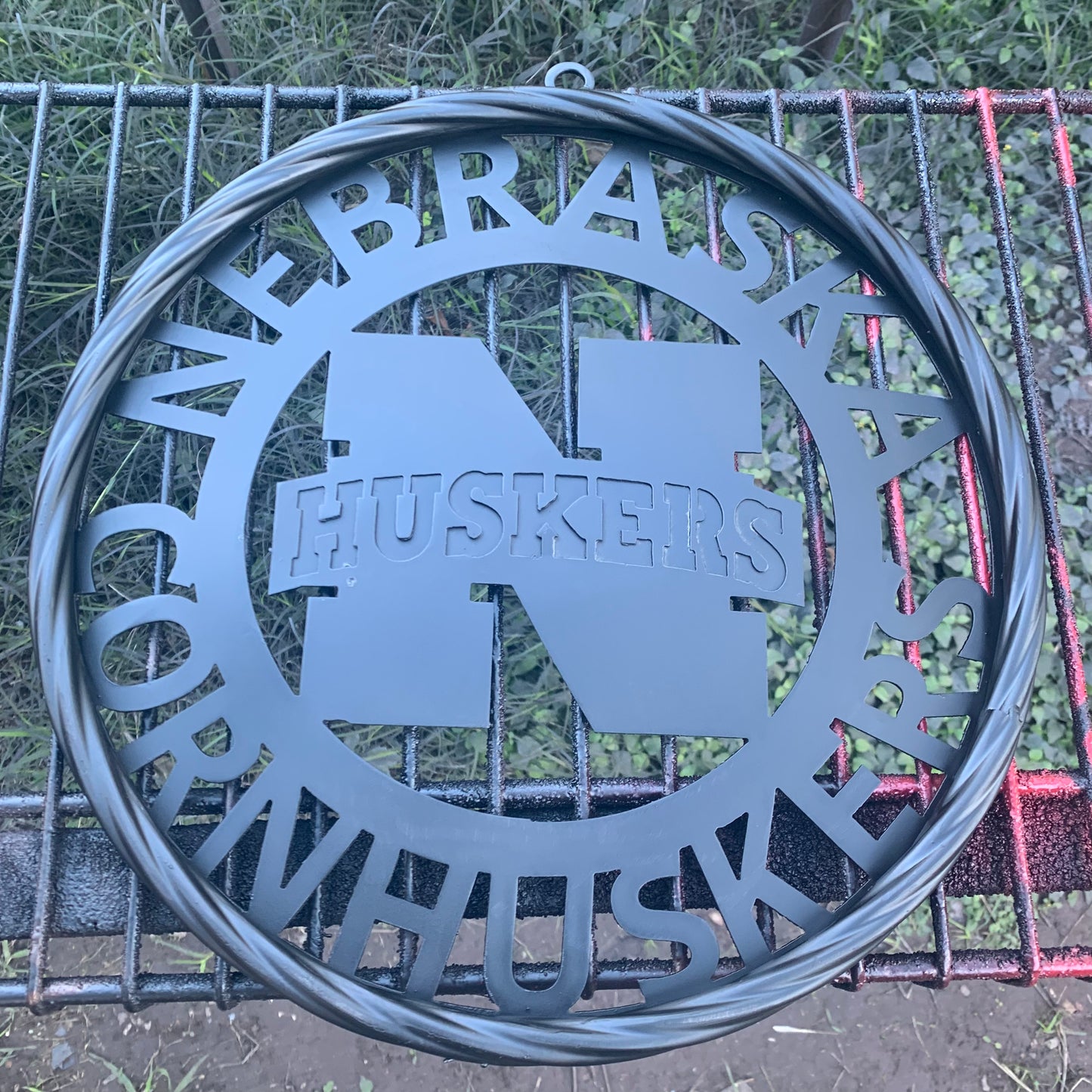 12" NEBRASKA HUSKERS BLACK METAL CUSTOM VINTAGE CRAFT TEAM SIGN