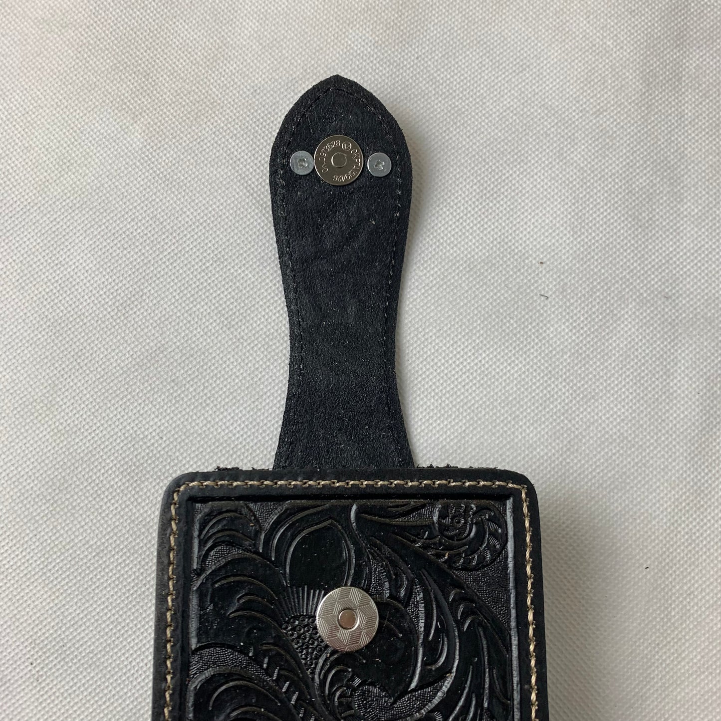 #WS341D 7" COWBOY PRAYER HOLSTER BLACK LEATHER POUCH EXTRA LARGE  BELT LOOP CELL PHONE CASE UNIVERSAL OVERSIZE--FREE SHIPPING