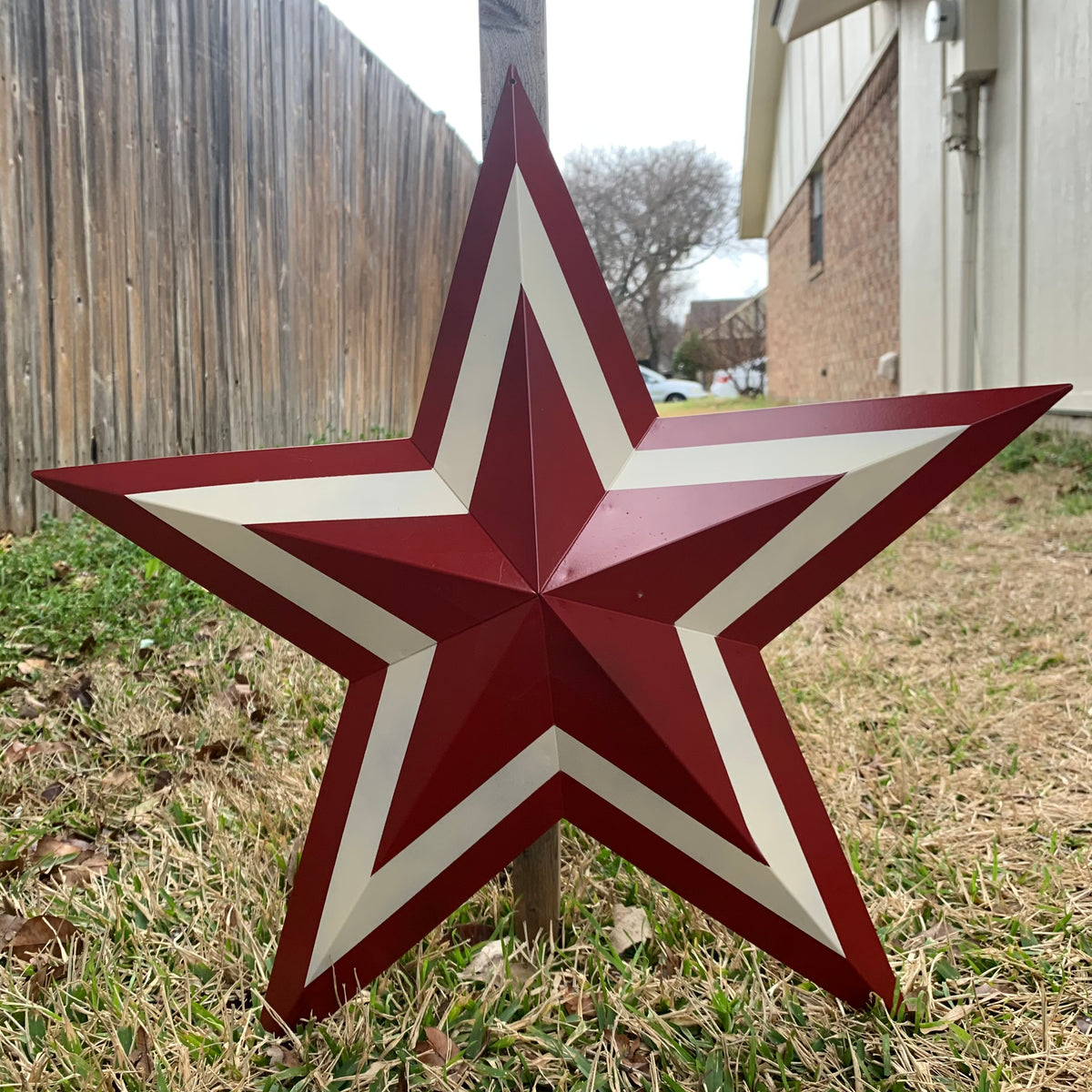 12",16",24",30",36" RED WHITE METAL BARN STAR METAL WALL ART HANDMADE