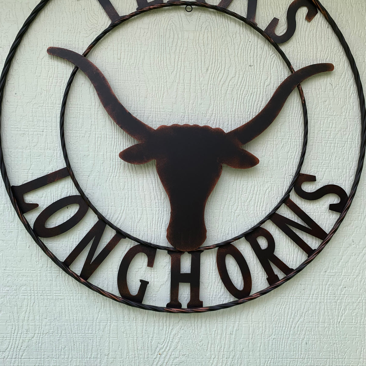 TEXAS LONGHORNS CUSTOM METAL VINTAGE CRAFT SIGN TEAM ART WESTERN HOME DECOR RUSTIC BRONZE HANDMADE #EH12565