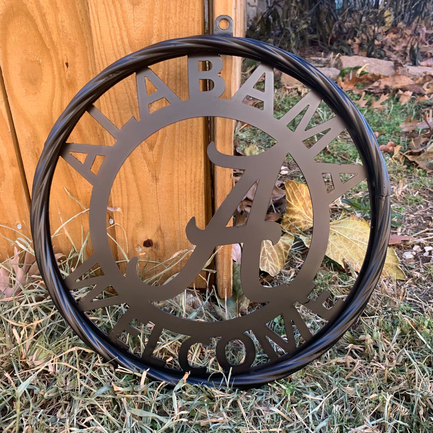 ALABAMA WELCOME CUSTOM ALL BLACK METAL VINTAGE SIGN TEAM HANDMADE
