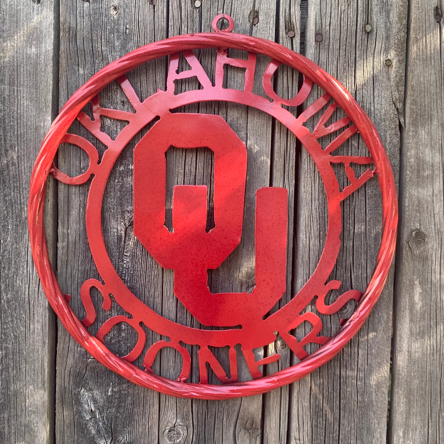 OU OKLAHOMA SOONERS RUSTIC RED METAL CUSTOM VINTAGE CRAFT WALL ART TEAM SIGN HANDMADE 12", 18", 24", 32"
