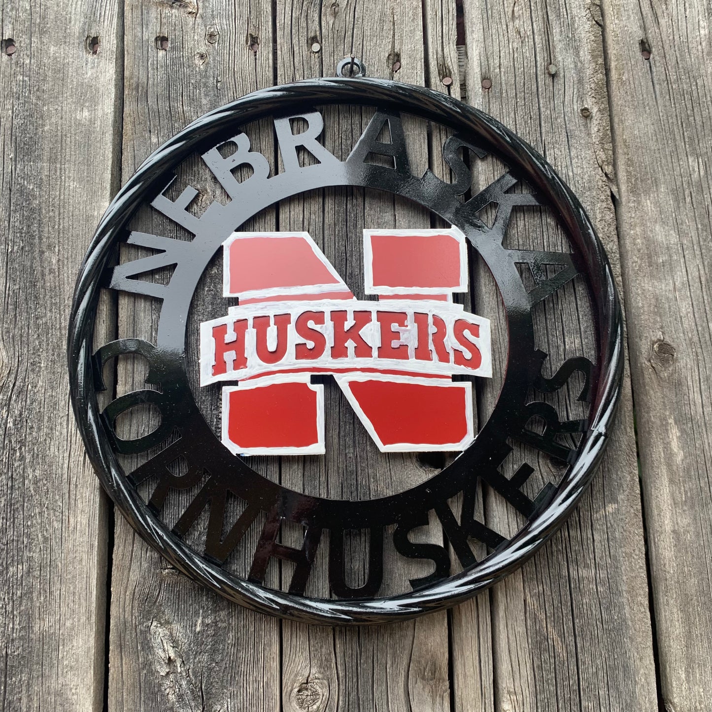NEBRASKA HUSKERS METAL CUSTOM VINTAGE CRAFT TEAM SIGN WESTERN HOME DECOR HANDMADE 12",18",24",36"