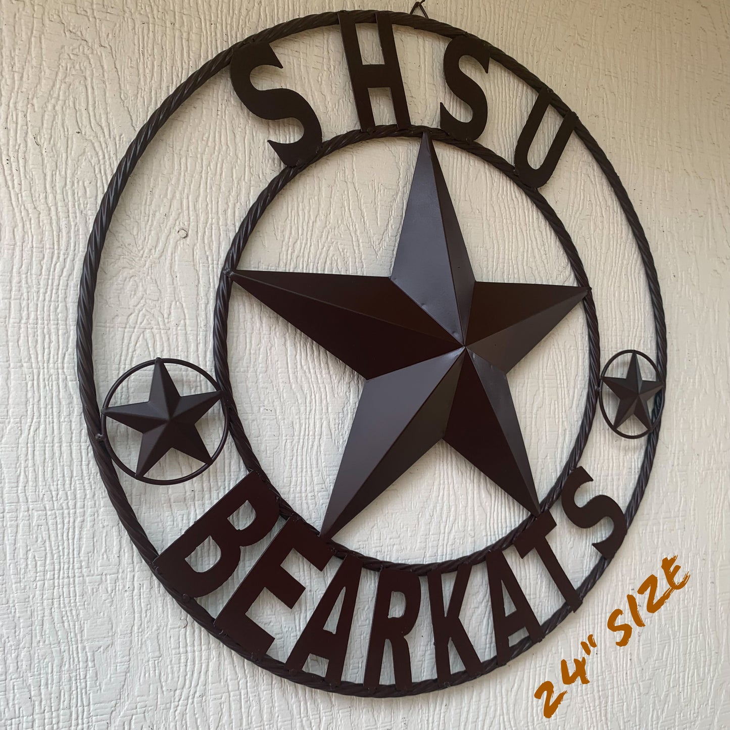 24",32" SHSU SAM HOUSTON BEARKATS RUSTIC BROWN METAL CUSTOM VINTAGE CRAFT RUSTIC BROWN TEAM STAR HANDMADE