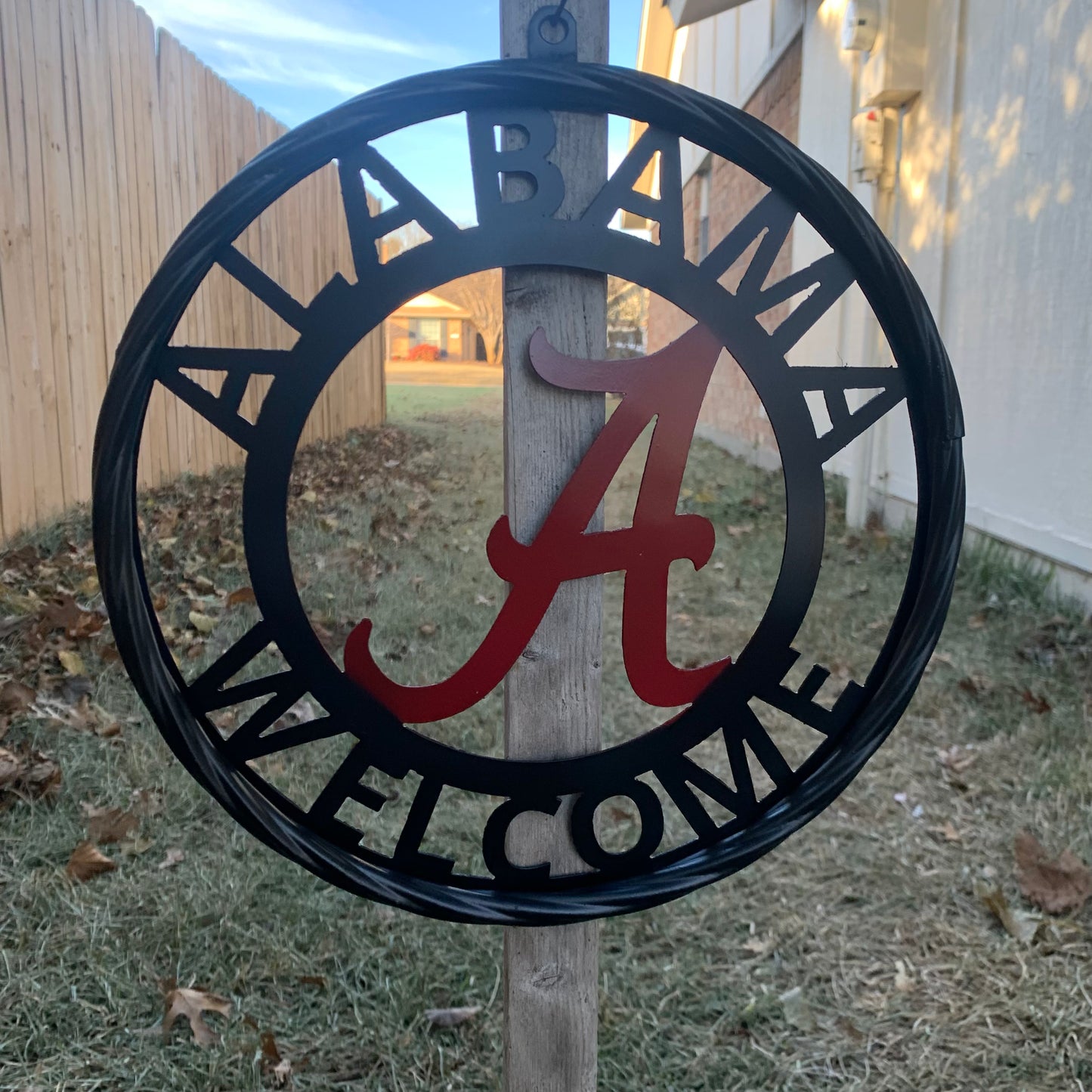ALABAMA WELCOME RED & BLACK CUSTOM METAL VINTAGE SIGN TEAM HANDMADE