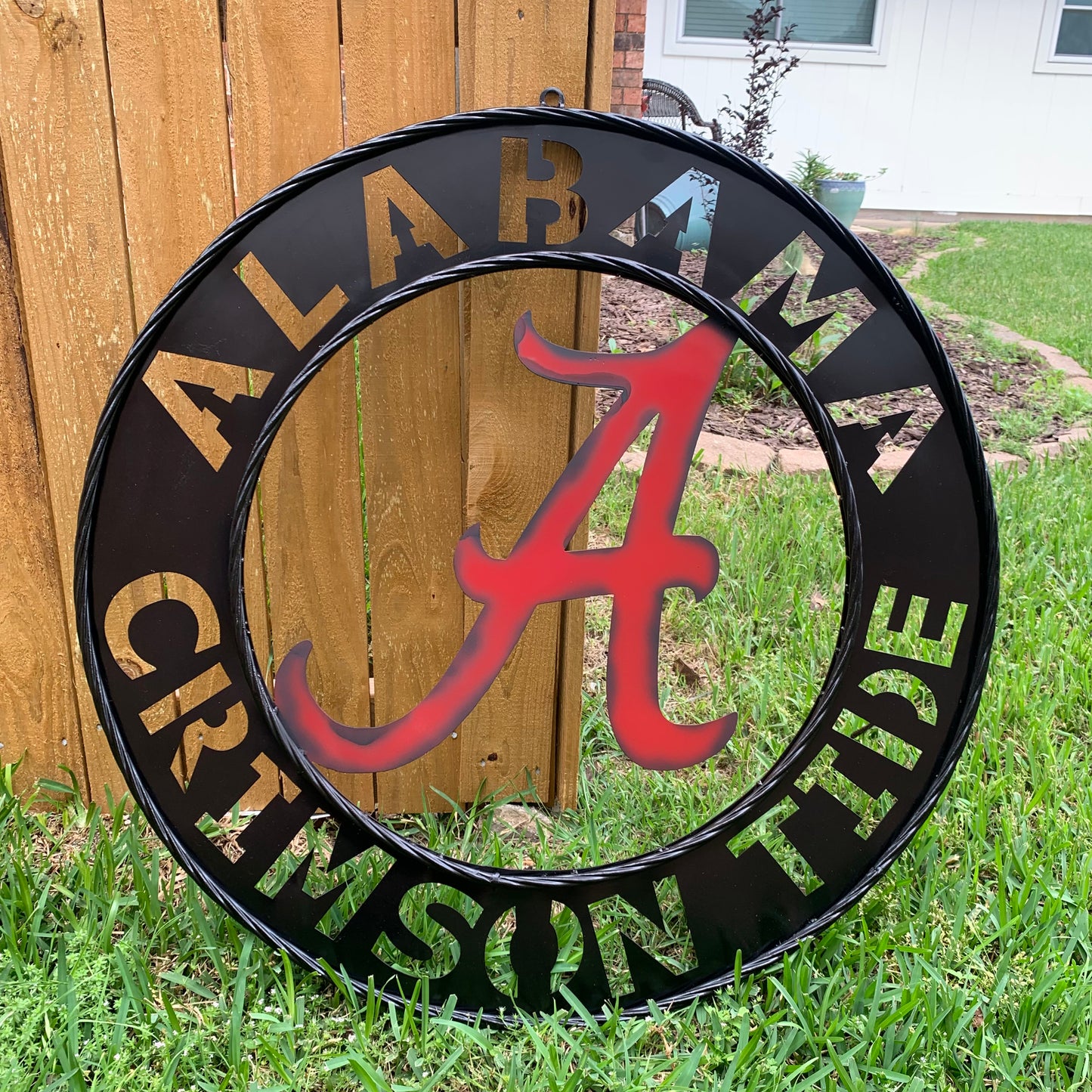 ALABAMA CRIMSON TIDE WIDE BAND RING CUSTOM METAL VINTAGE SIGN TEAM SPORTS HANDMADE