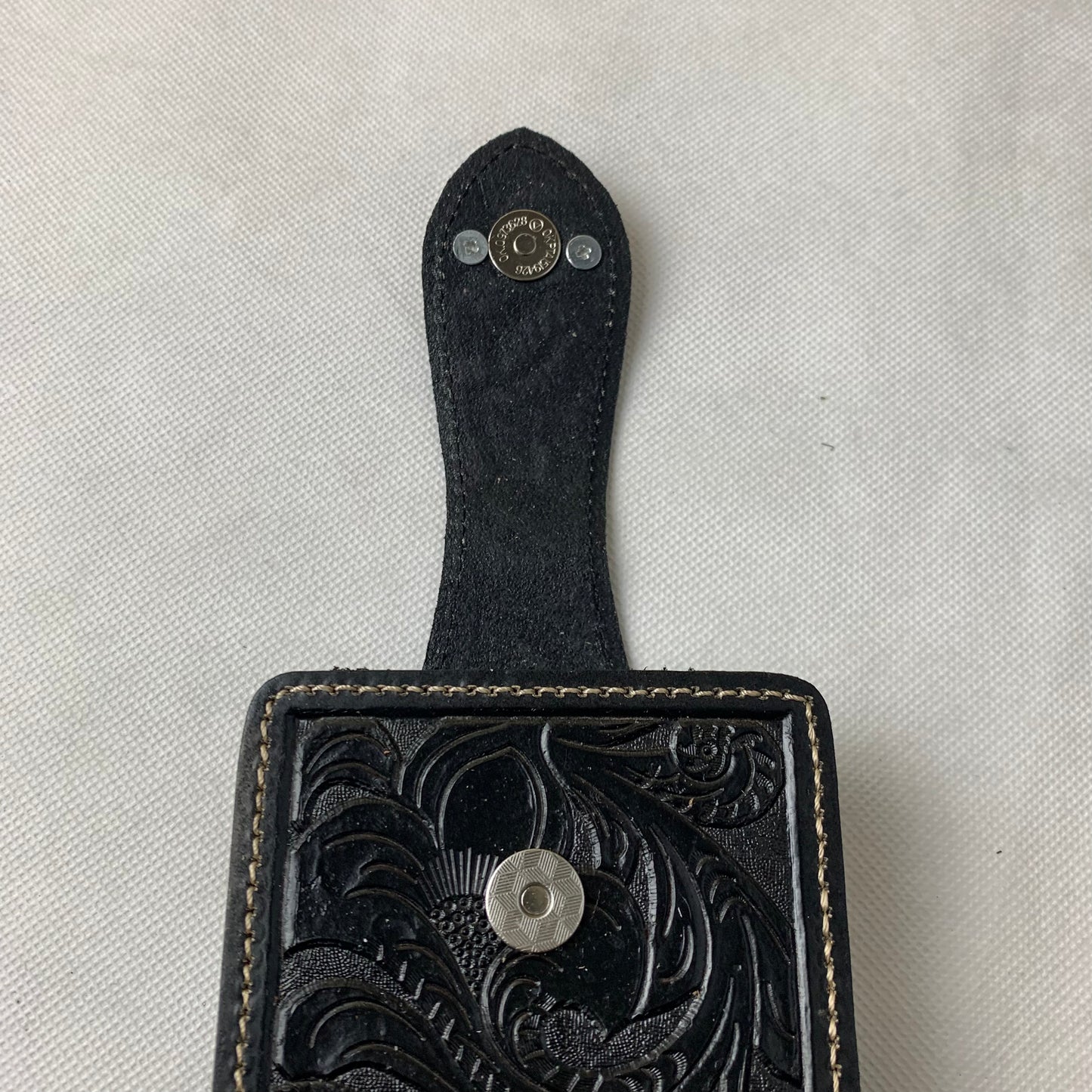 #WS341D 7" COWBOY PRAYER HOLSTER BLACK LEATHER POUCH EXTRA LARGE  BELT LOOP CELL PHONE CASE UNIVERSAL OVERSIZE--FREE SHIPPING