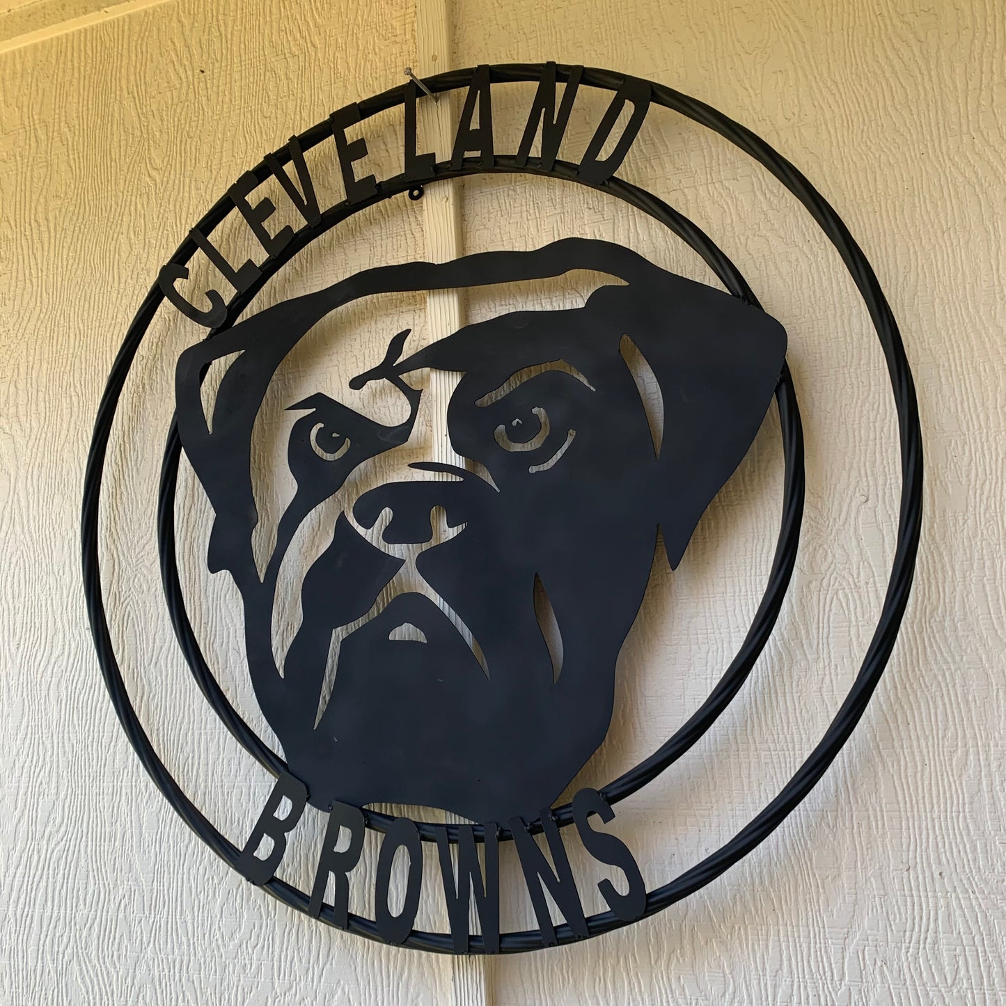 CLEVELAND BROWNS METAL CUSTOM VINTAGE CRAFT ART HANDMADE RUSTIC BLACK