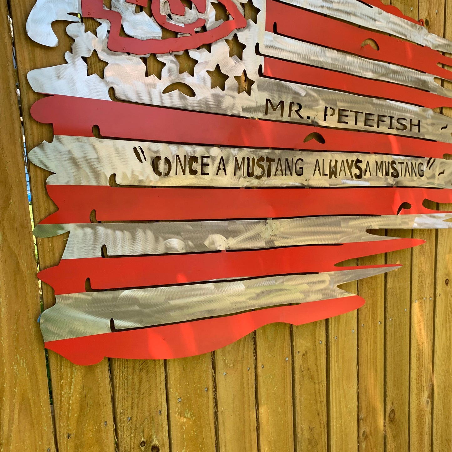 CUSTOM NAME KANSAS CITY CHIEFS METAL TATTERED FLAG CUSTOM VINTAGE CRAFT WALL ART HANDMADE