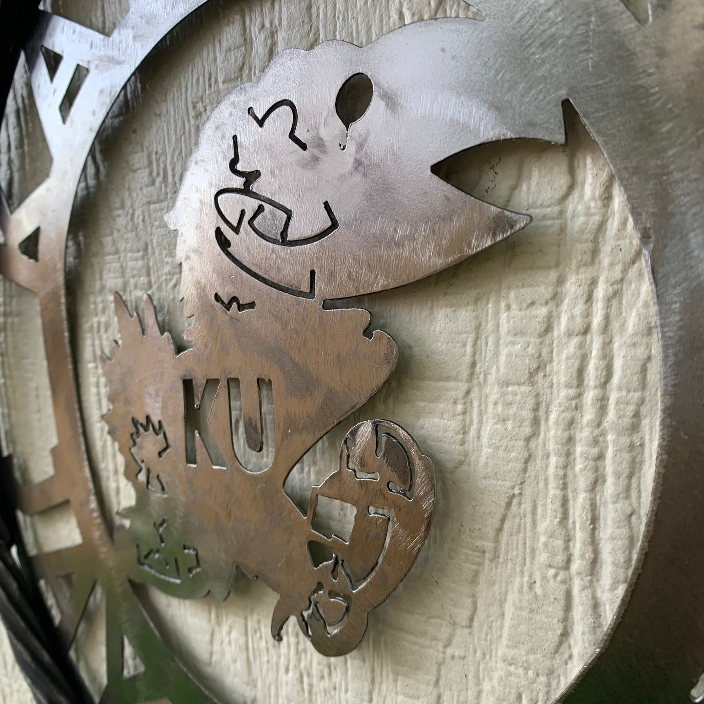 KANSAS JAYHAWKS RAW METAL CUSTOM VINTAGE CRAFT WALL ART TEAM SIGN HANDMADE