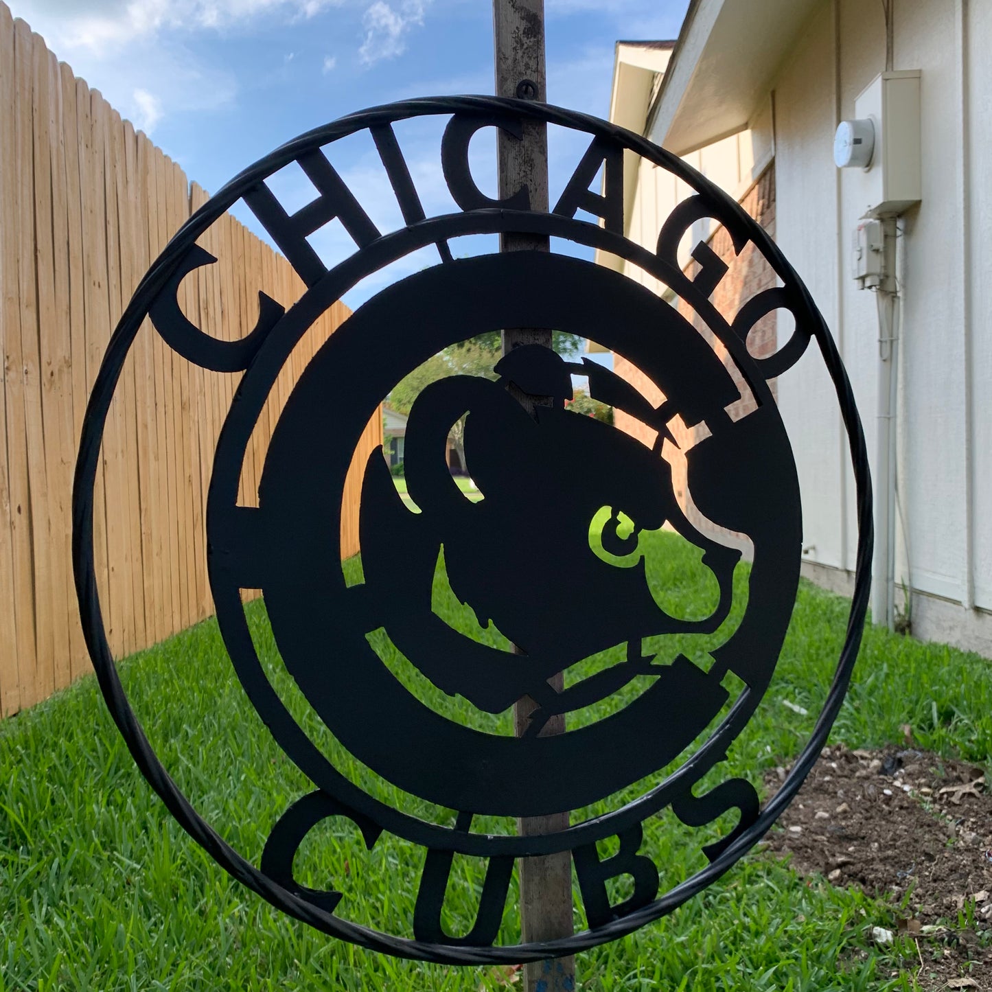 12", 18", 24", 32" CHICAGO CUBS CUSTOM BLACK & RAW METAL VINTAGE CRAFT TEAM SPORTS SIGN HANDMADE