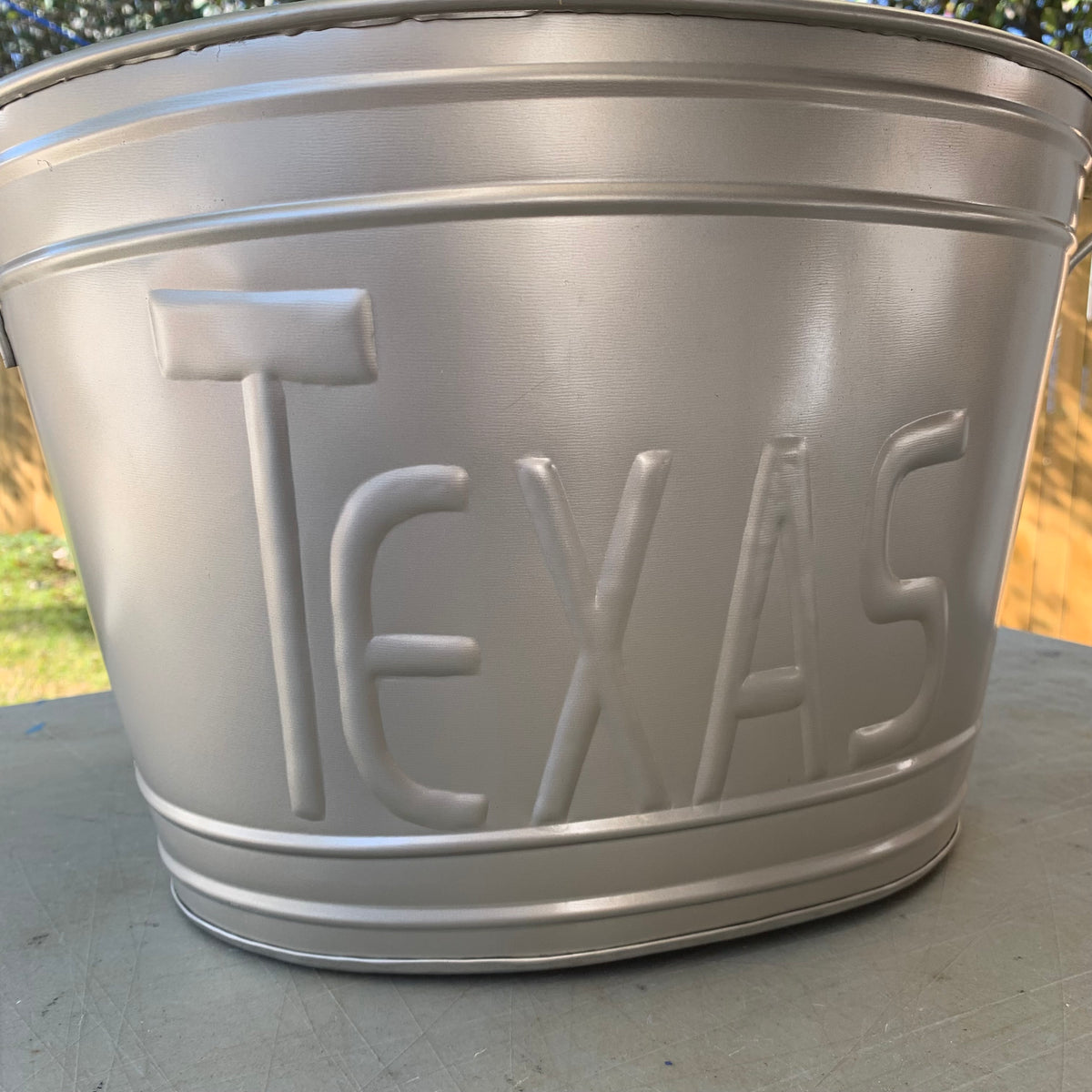18" TEXAS SILVER OVAL TUB METAL WESTERN HOME DECOR METAL ART NEW #EH10390