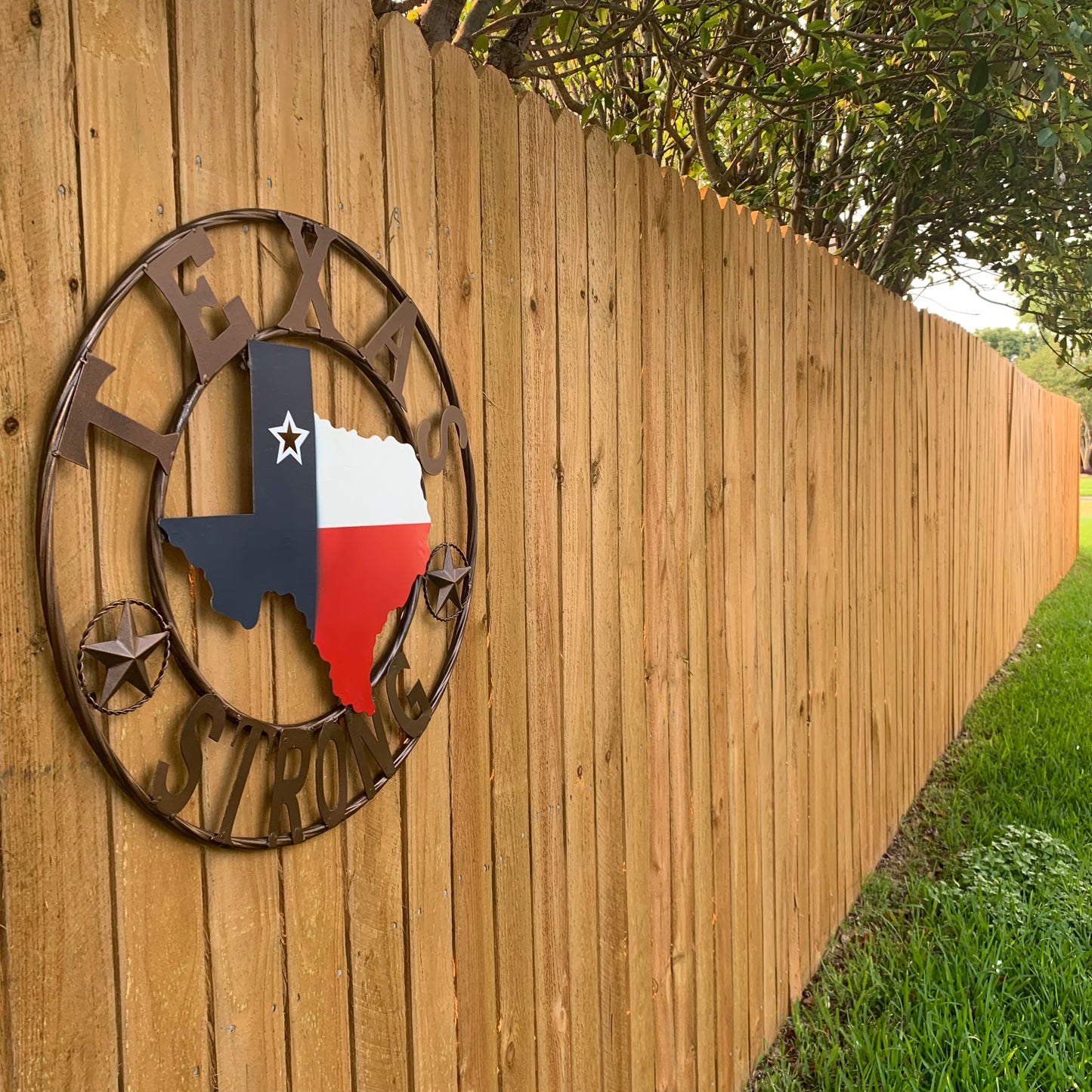 TEXAS STRONG BARN METAL WALL ART SIGN WESTERN HOME DECOR RED WHITE BLUE HANDMADE #EH13213