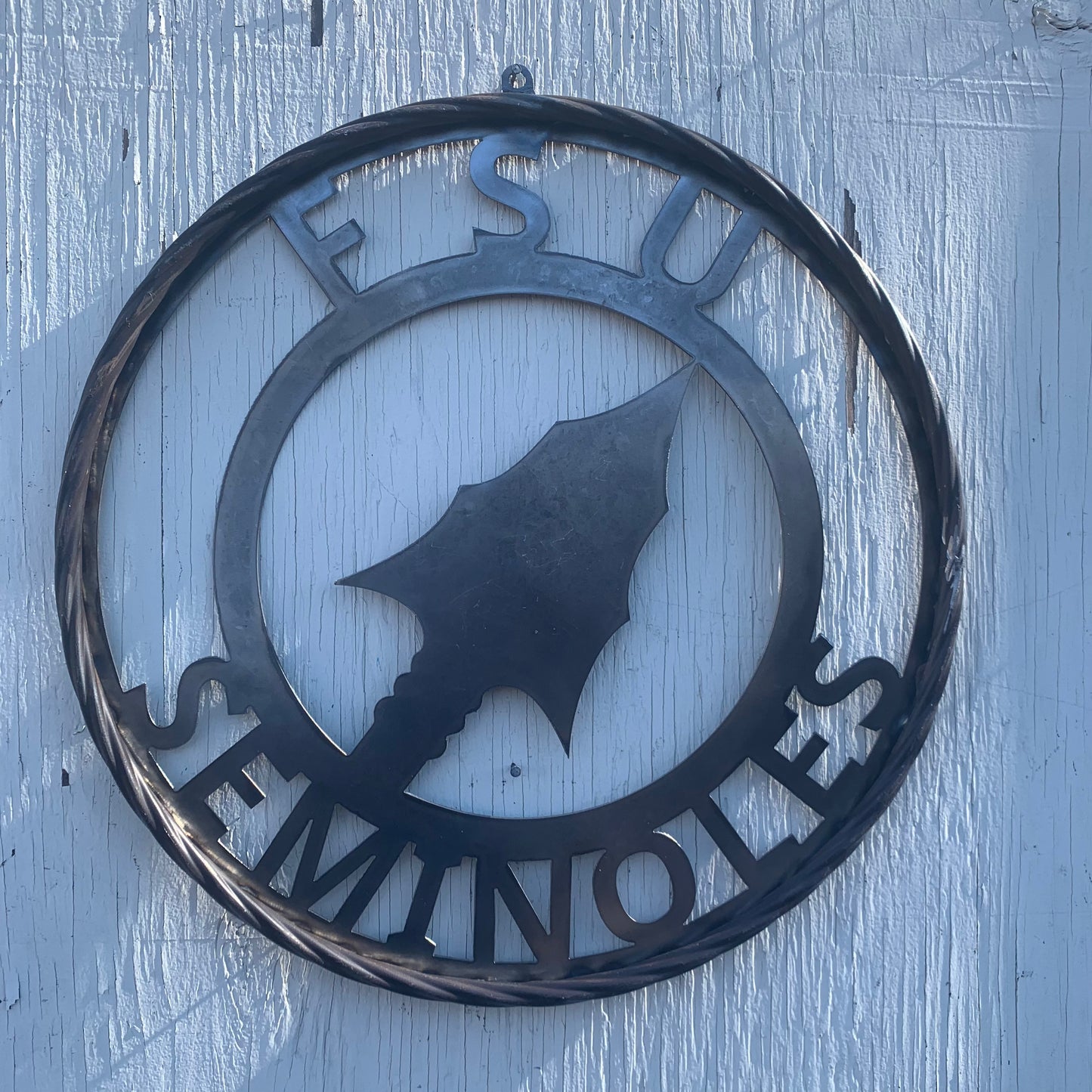 FSU SEMINOLES FLORIDA SPEAR CUSTOM RAW METAL VINTAGE CRAFT TEAM SIGN HANDMADE