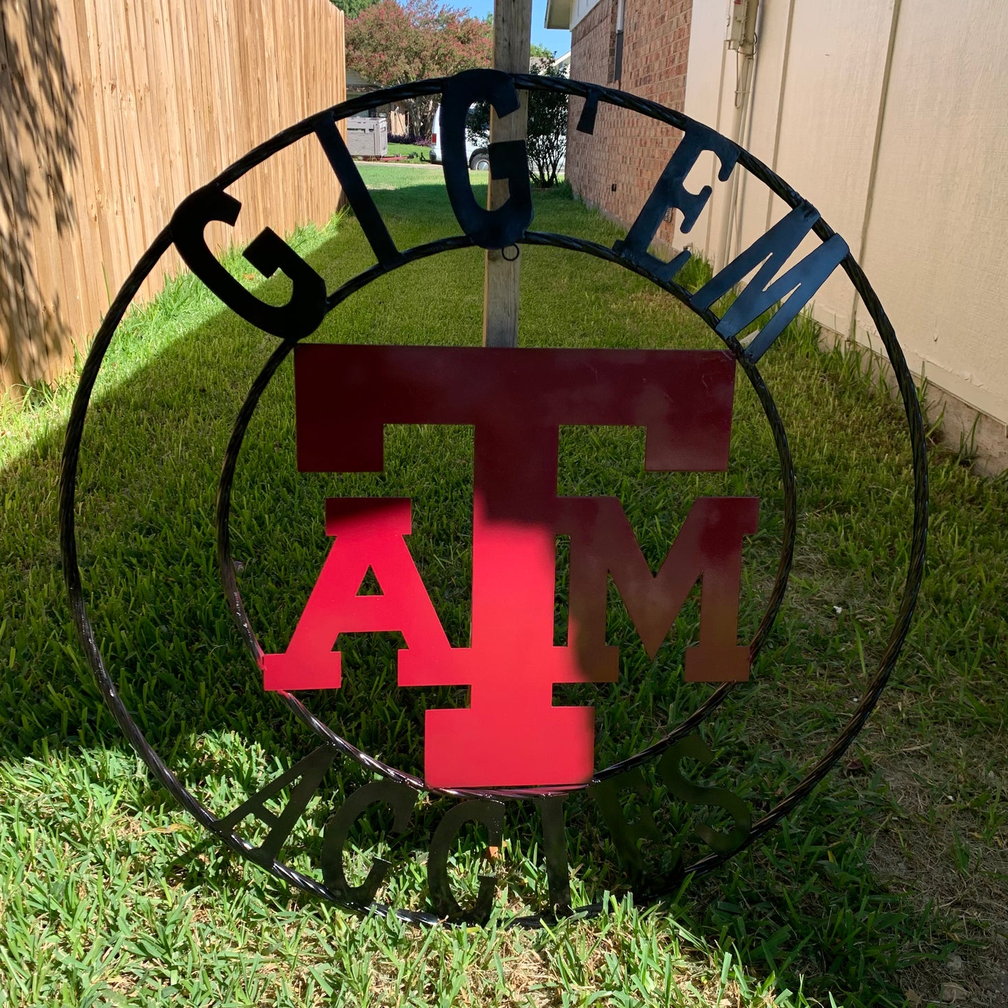 GIGEM AGGIES CUSTOM METAL VINTAGE CRAFT SIGN TEAM WESTERN HOME DECOR HANDMADE