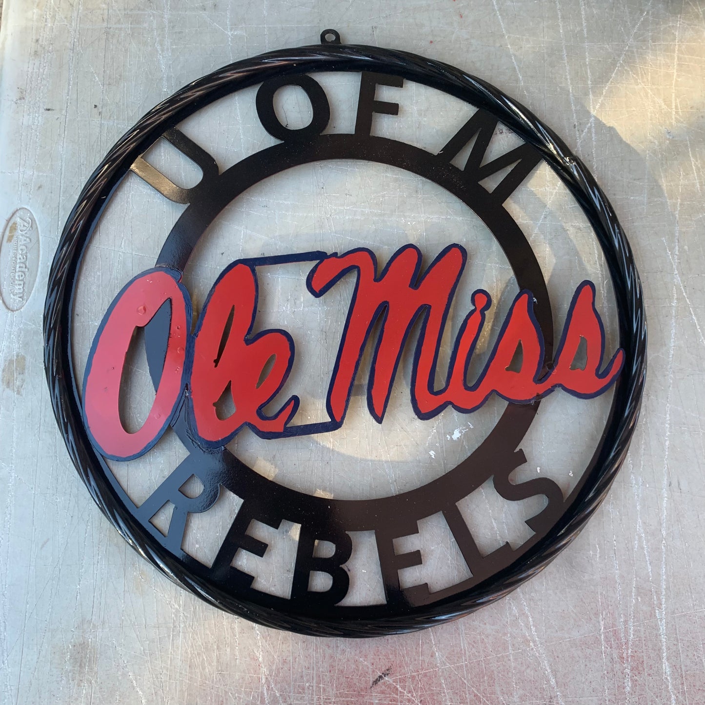 OLE MISS REBELS MISSISSIPPI CUSTOM METAL VINTAGE CRAFT TEAM SIGN WESTERN HOME DECOR HANDMADE