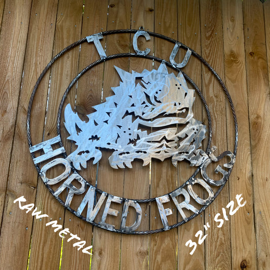 18",24",32" TCU HORNED FROGS RAW METAL CUSTOM VINTAGE CRAFT TEAM SIGN HANDMADE