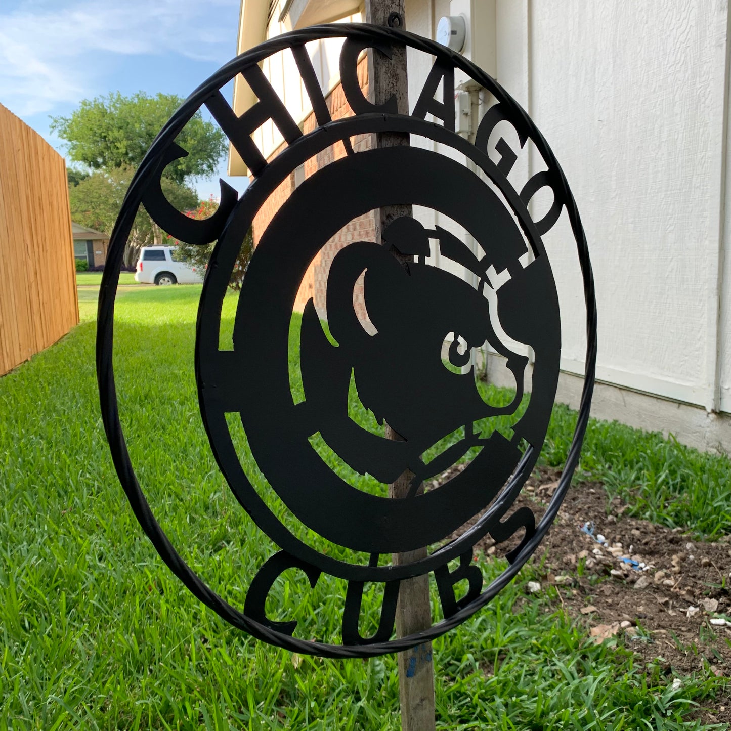12", 18", 24", 32" CHICAGO CUBS CUSTOM BLACK & RAW METAL VINTAGE CRAFT TEAM SPORTS SIGN HANDMADE