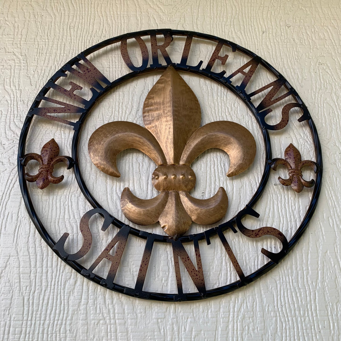 NEW ORLEANS SAINTS METAL SIGN WALL ART WESTERN HOME DECOR GOLD & BLACK HANDMADE #EH10272