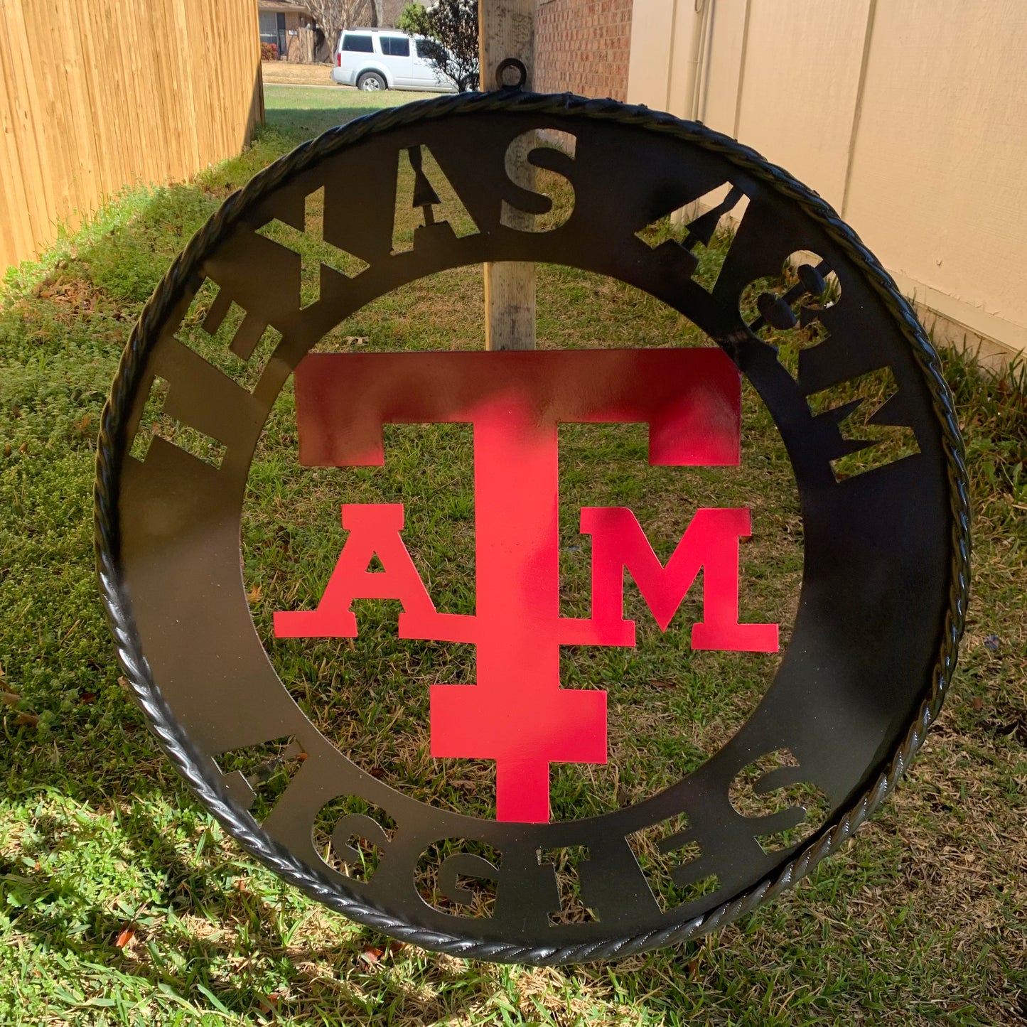 24" TEXAS A&M WIDE BAND RING CUSTOM METAL VINTAGE CRAFT SIGN TEAM HANDMADE