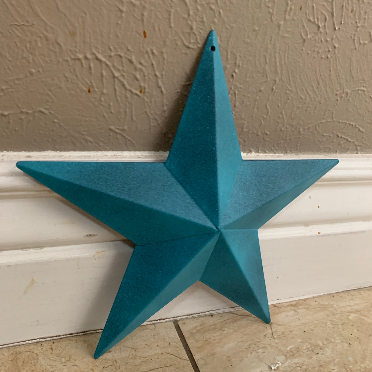 #EH10474 RUSTIC TURQUOISE DISTRESSED TWO TONE BARN METAL STAR WESTERN HOME DECOR ART NEW