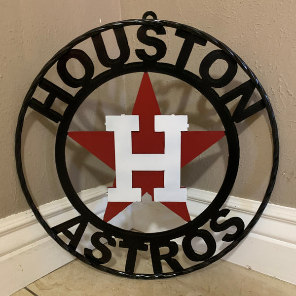 12",18",24",32",36" HOUSTON ASTROS ORANGE WHITE & BLACK CUSTOM METAL VINTAGE CRAFT WALL ART