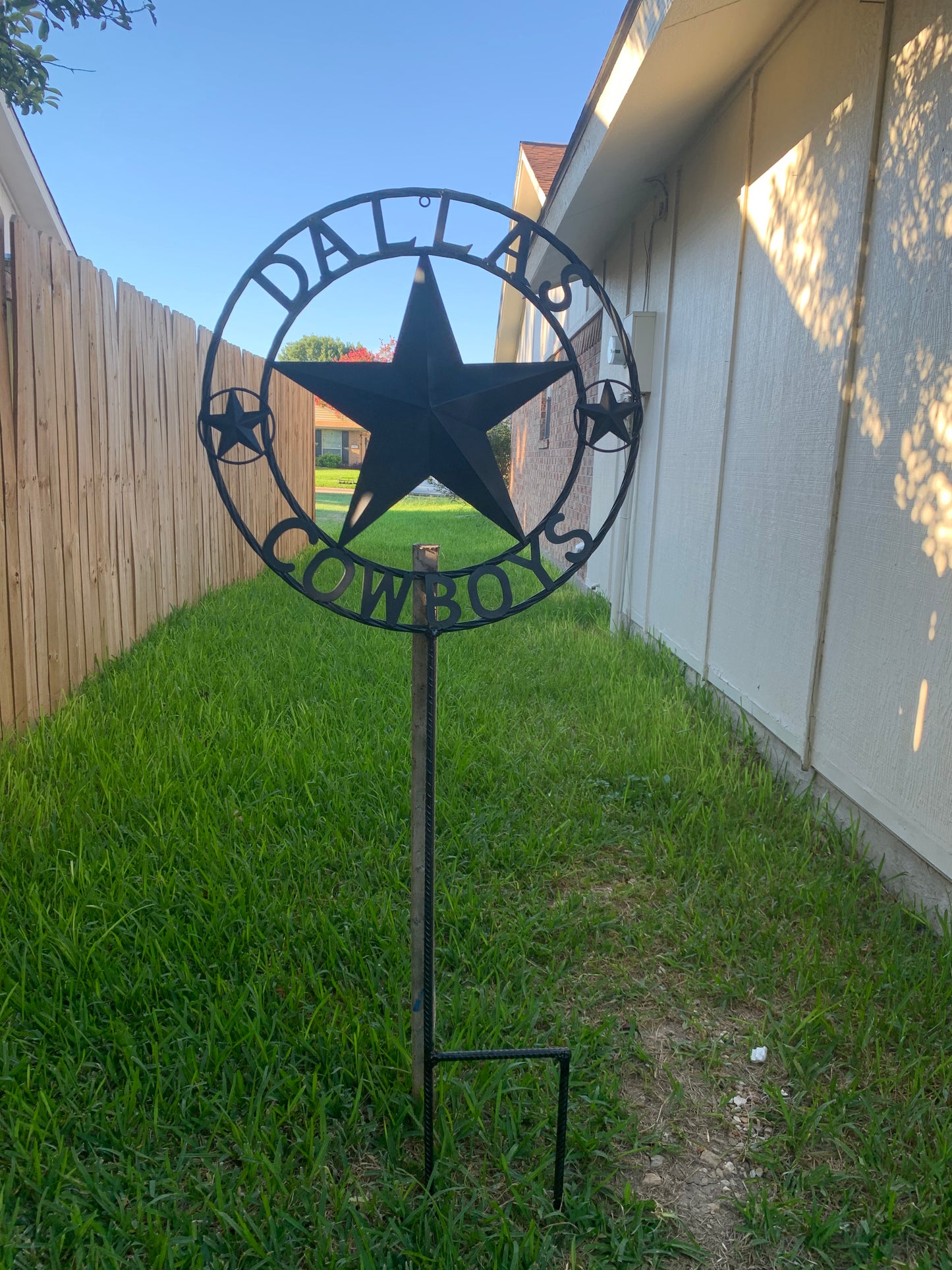 24" STAR & 34" STAKE DALLAS COWBOYS DECOR METAL ART WESTERN HOME WALL DECOR ALL RUSTIC BLACK STAR WITH 34" STAKE