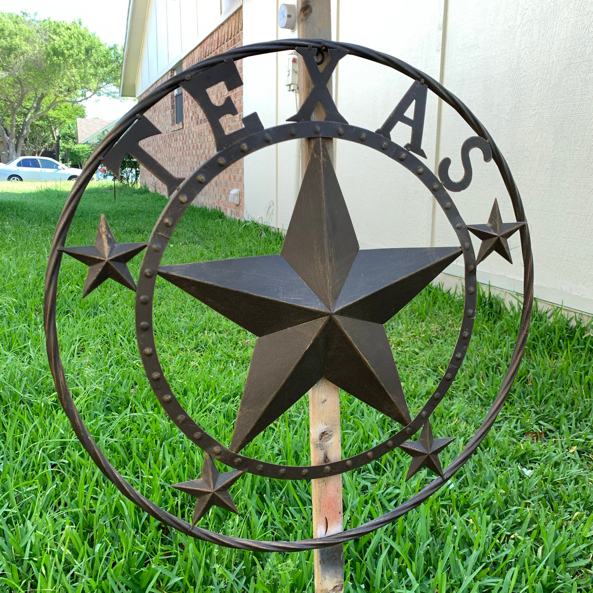24" TEXAS BEADED COLIBROX BARN STAR METAL LONE STAR WESTERN HOME DECOR HANDMADE RUSTIC BRONZE COPPER NEW