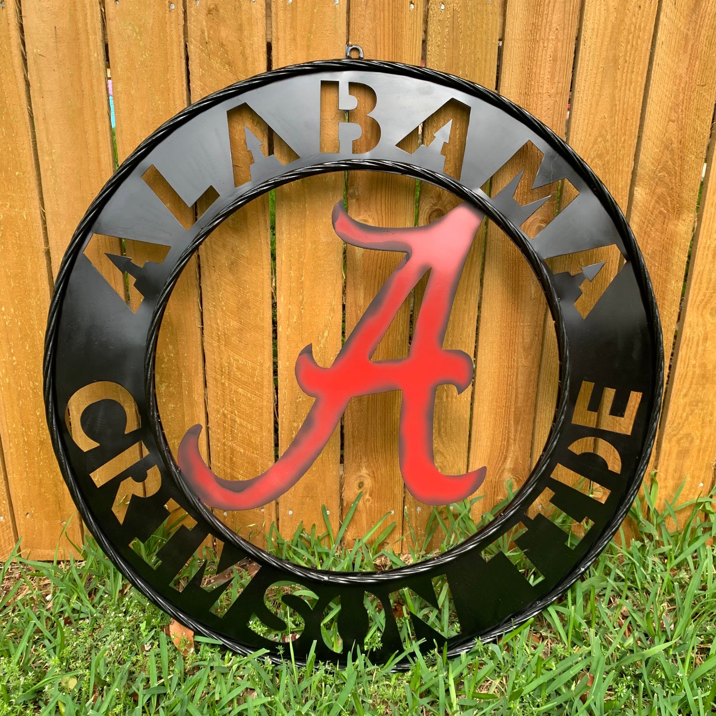 ALABAMA CRIMSON TIDE WIDE BAND RING CUSTOM METAL VINTAGE SIGN TEAM SPORTS HANDMADE