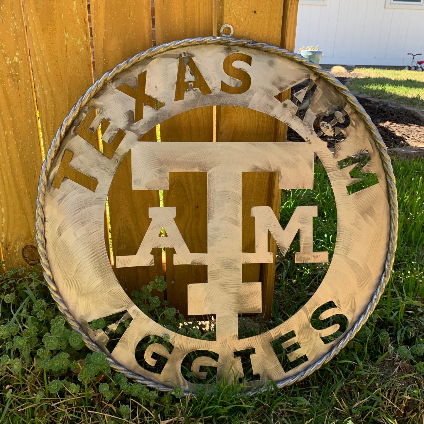 TEXAS A&M WIDE BAND RAW METAL CUSTOM VINTAGE CRAFT WALL ART TEAM SIGN HANDMADE