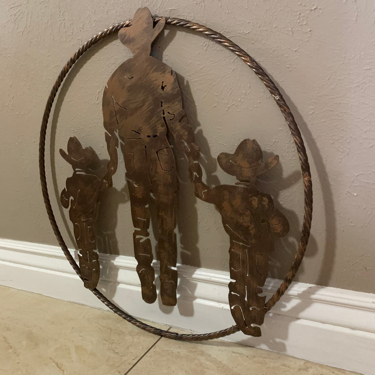 18",24" FATHER & 2 SON LASER CUT METAL WALL ART CUSTOM VINTAGE CRAFT RUSTIC BRONZE COPPER HAND MADE #EH13333