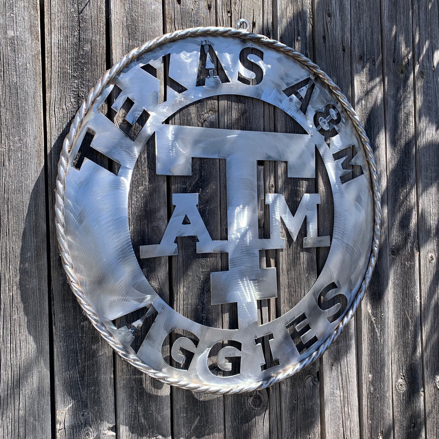 TEXAS A&M WIDE BAND RAW METAL CUSTOM VINTAGE CRAFT WALL ART TEAM SIGN HANDMADE